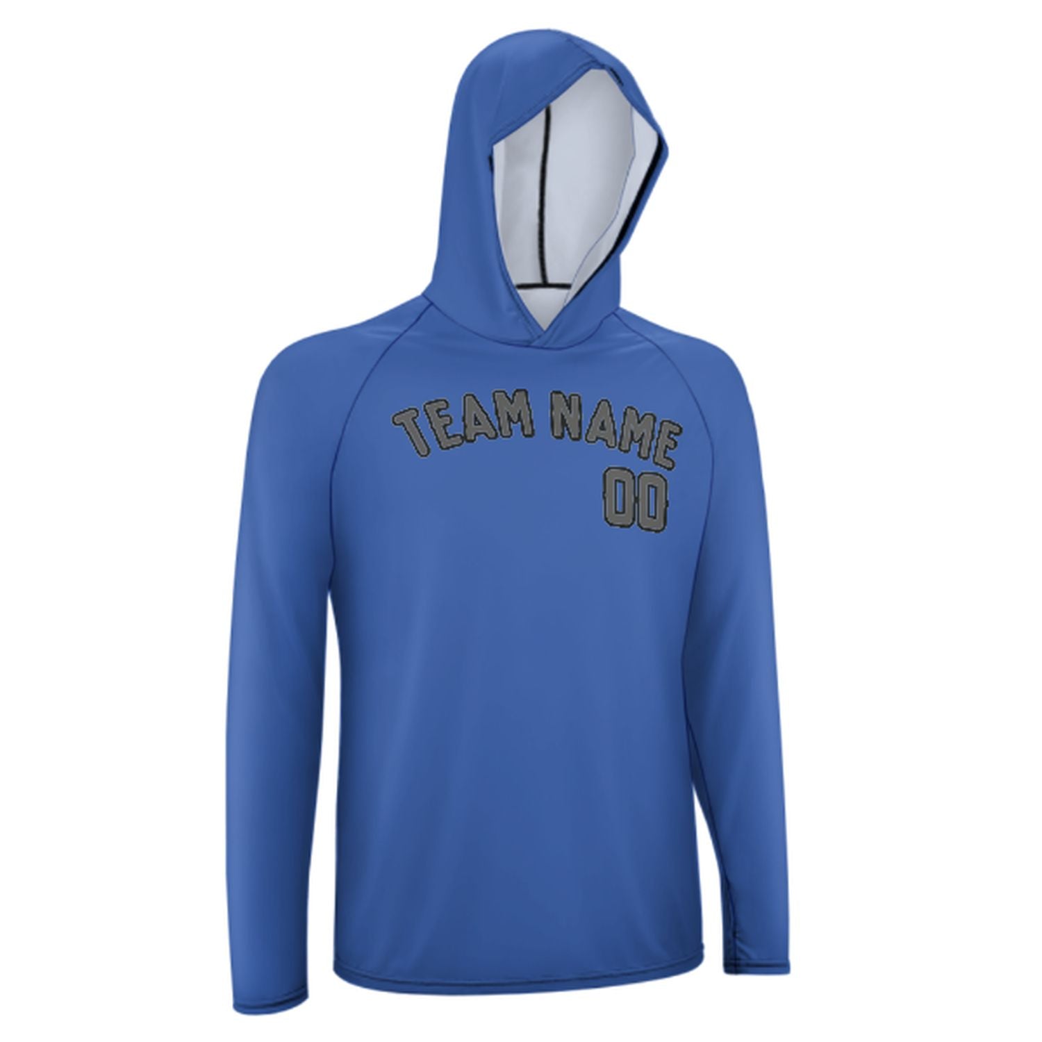Maßgeschneidertes Himmelblau Dunkelgrau UV-Hoodie