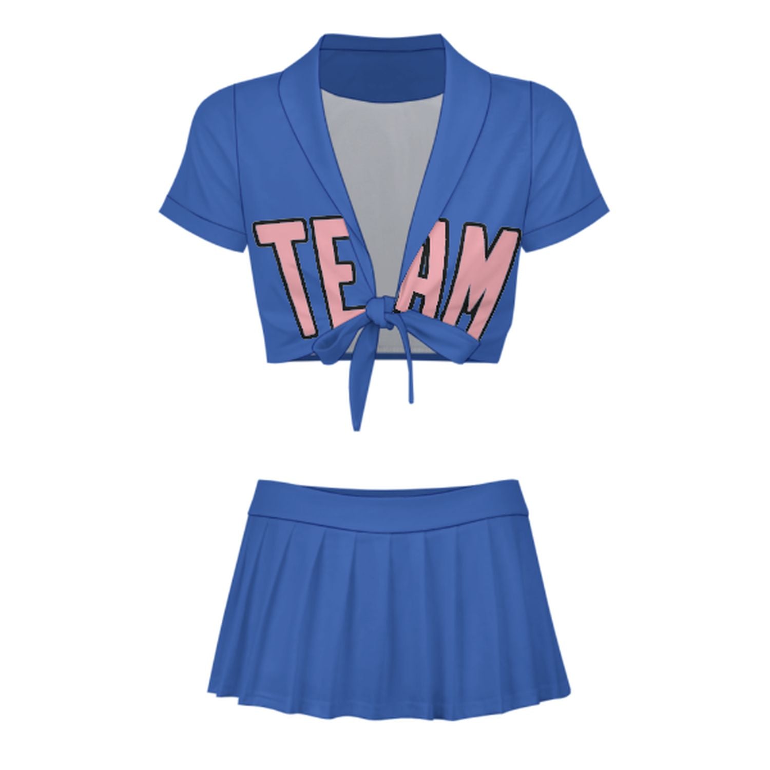 Completo da cheerleader personalizzato azzurro cielo e rosa