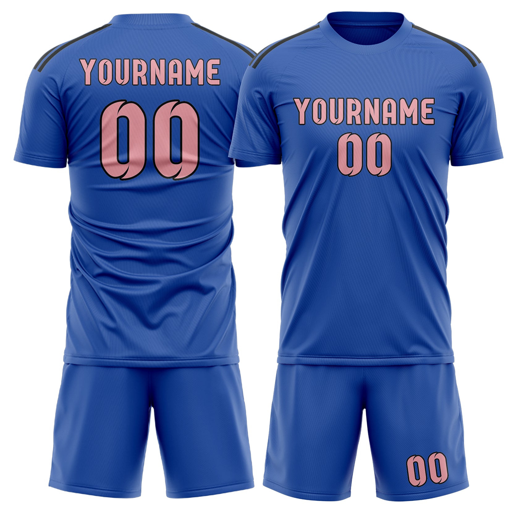 Maßgeschneidertes Professionelles Himmelblau Rosa Fußballtrikot-Set