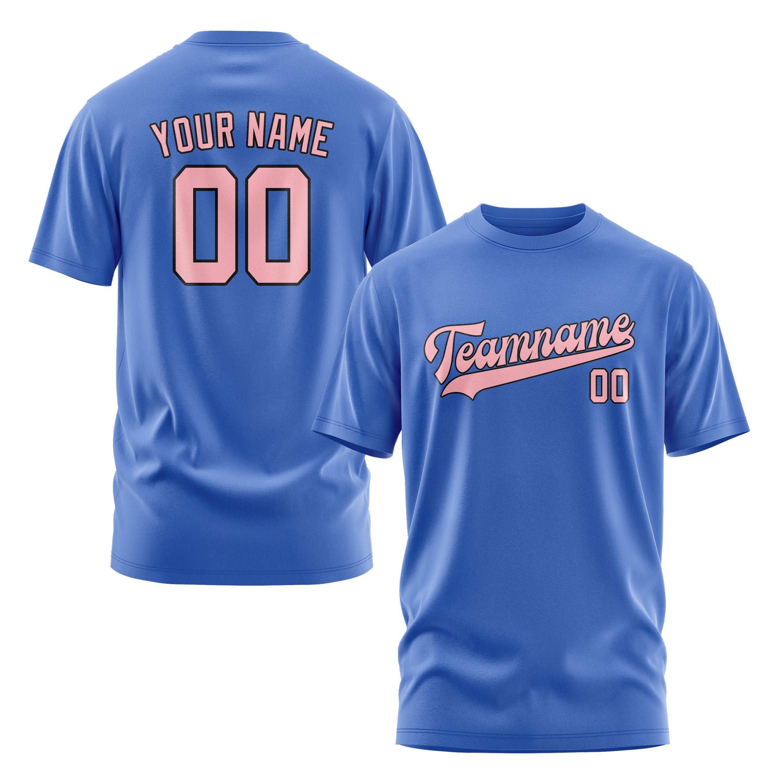 Maßgeschneidertes Himmelblau Rosa T-Shirt