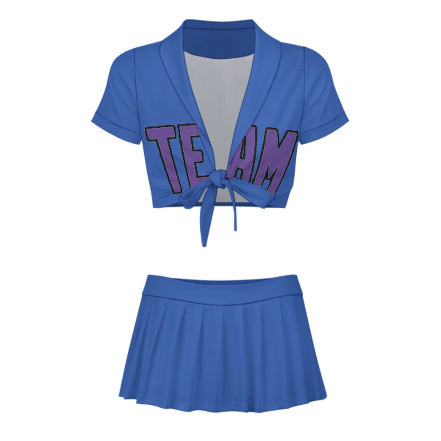 Completo da cheerleader personalizzato color lavanda e azzurro cielo