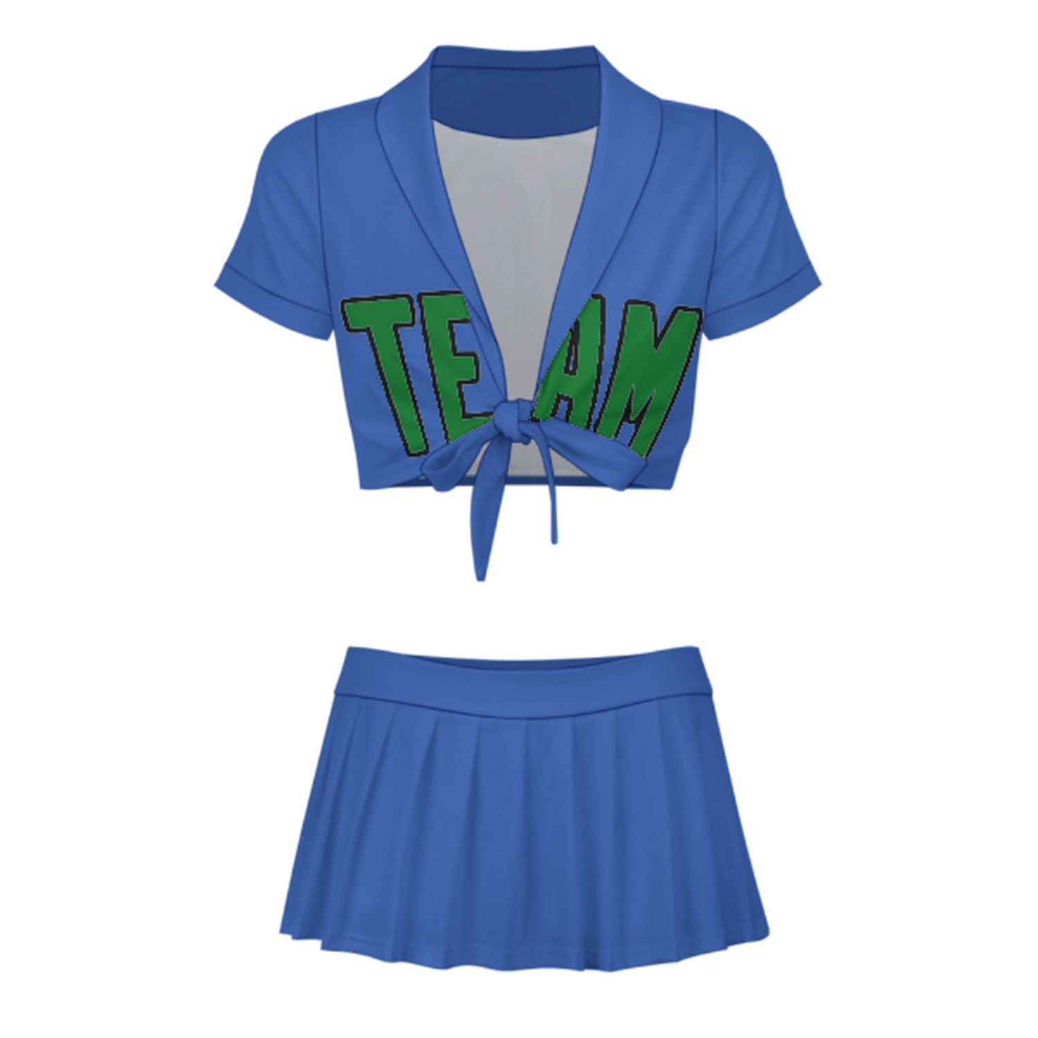 Completo da cheerleader personalizzato blu cielo e verde smeraldo