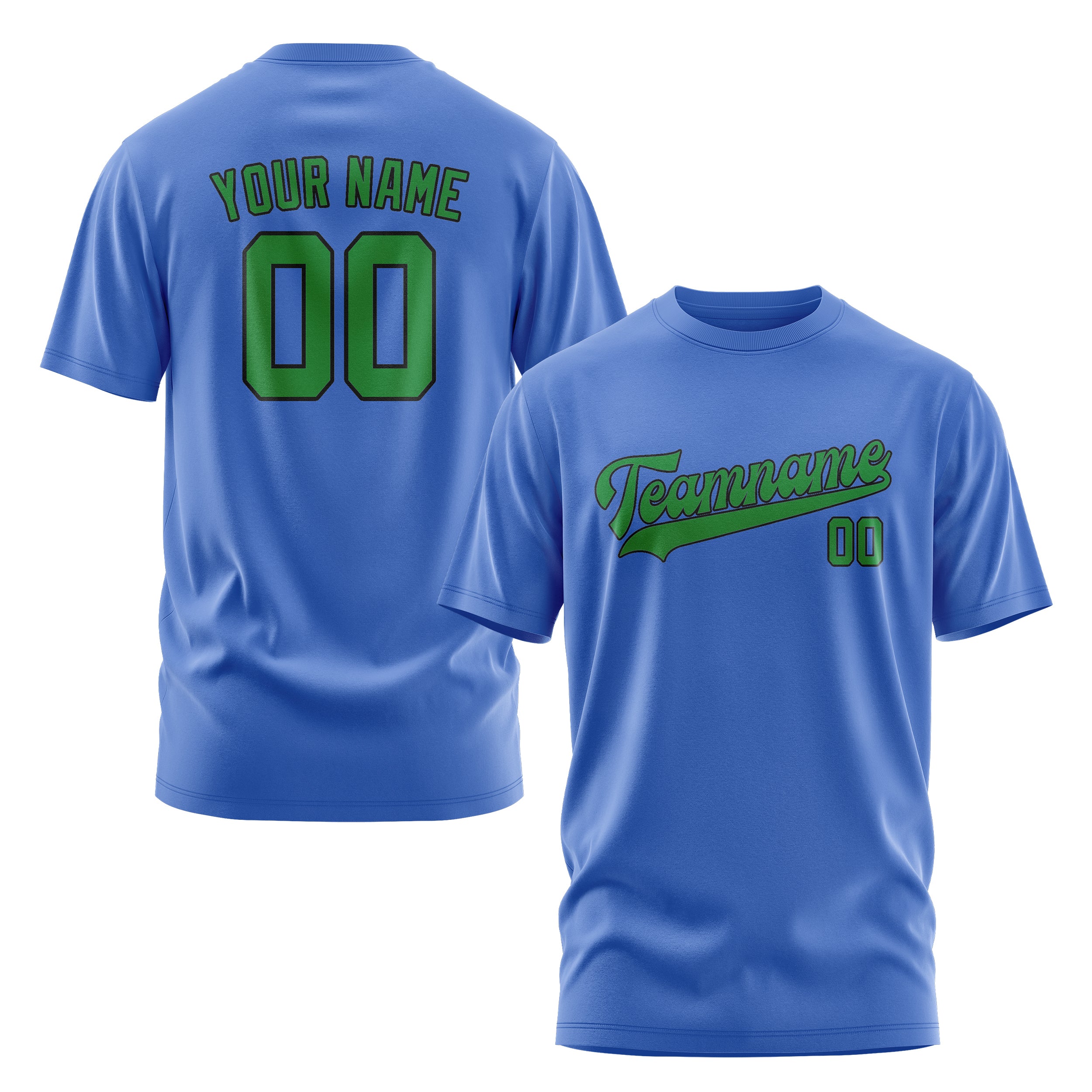 Maßgeschneidertes Himmelblau Smaragdgrün T-Shirt