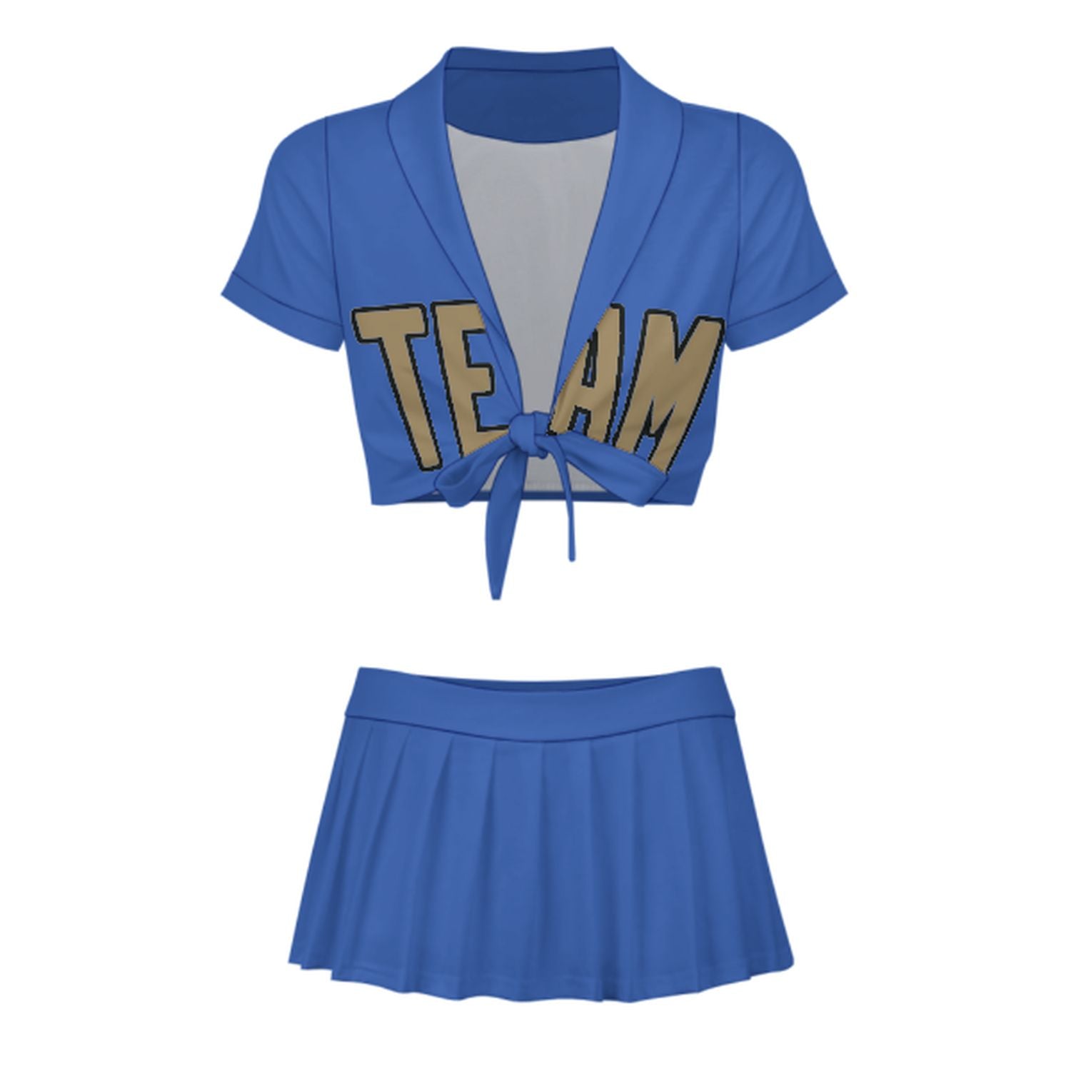Completo da cheerleader personalizzato color azzurro cielo e cachi chiaro