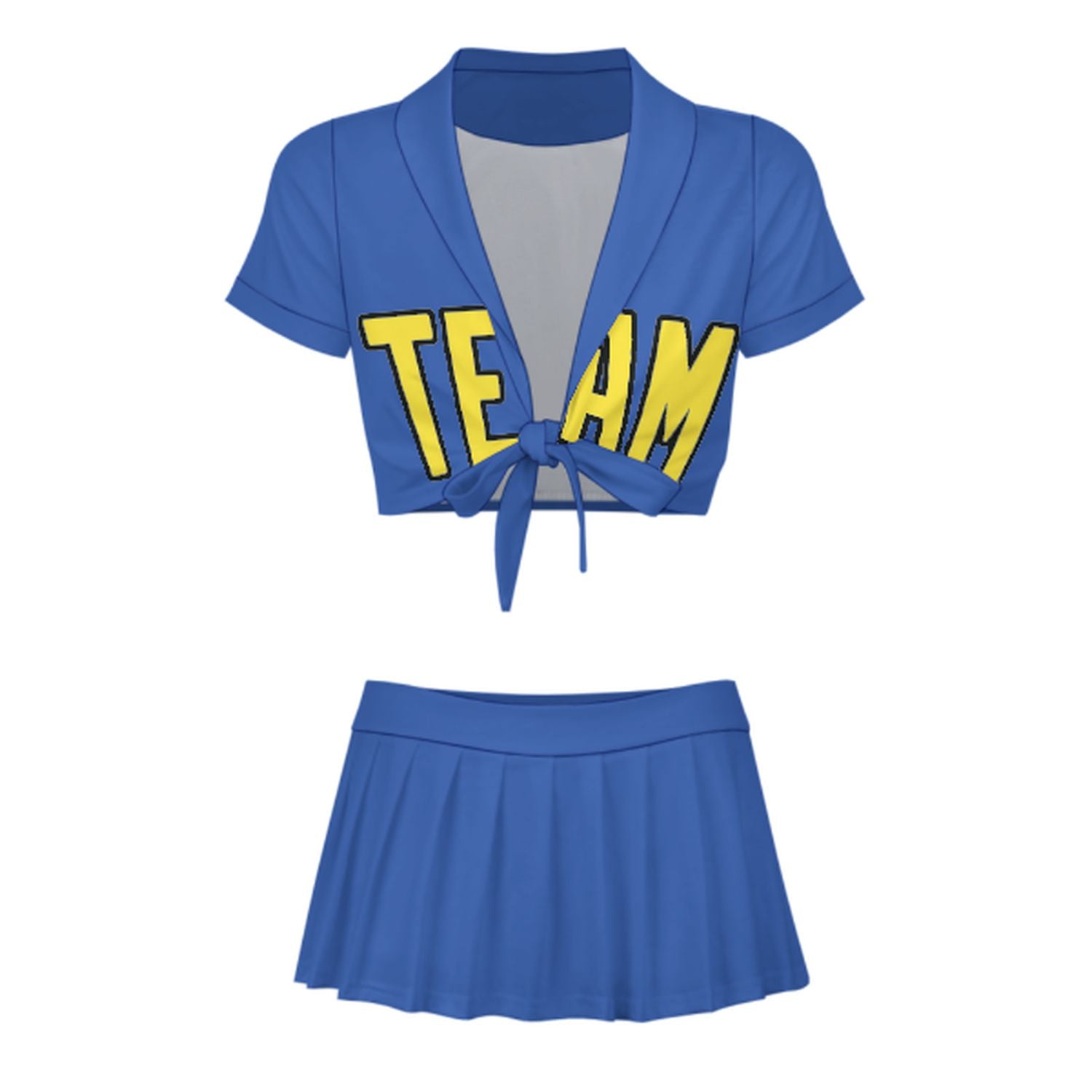 Completo da cheerleader personalizzato azzurro cielo giallo pallido