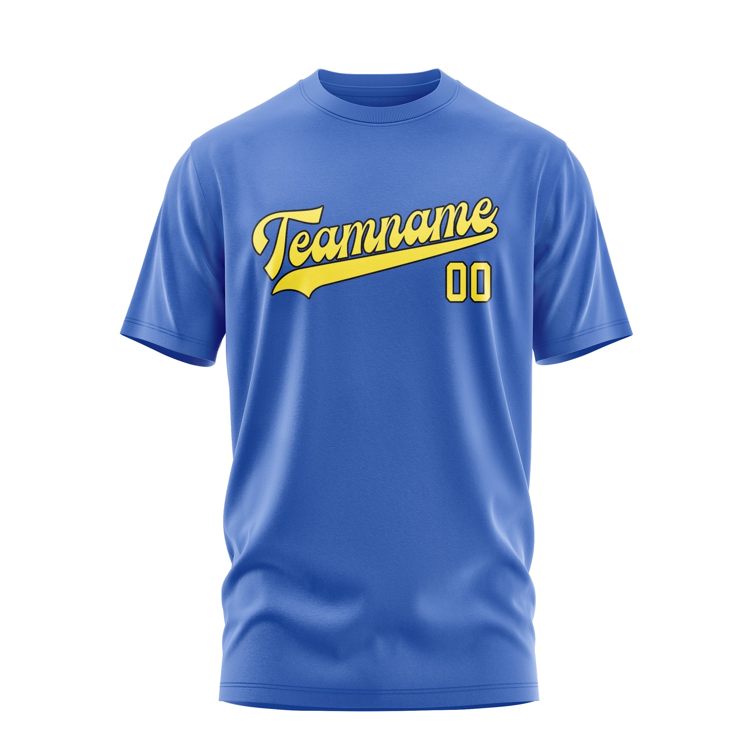 Maßgeschneidertes Himmelblau Blassgelb T-Shirt