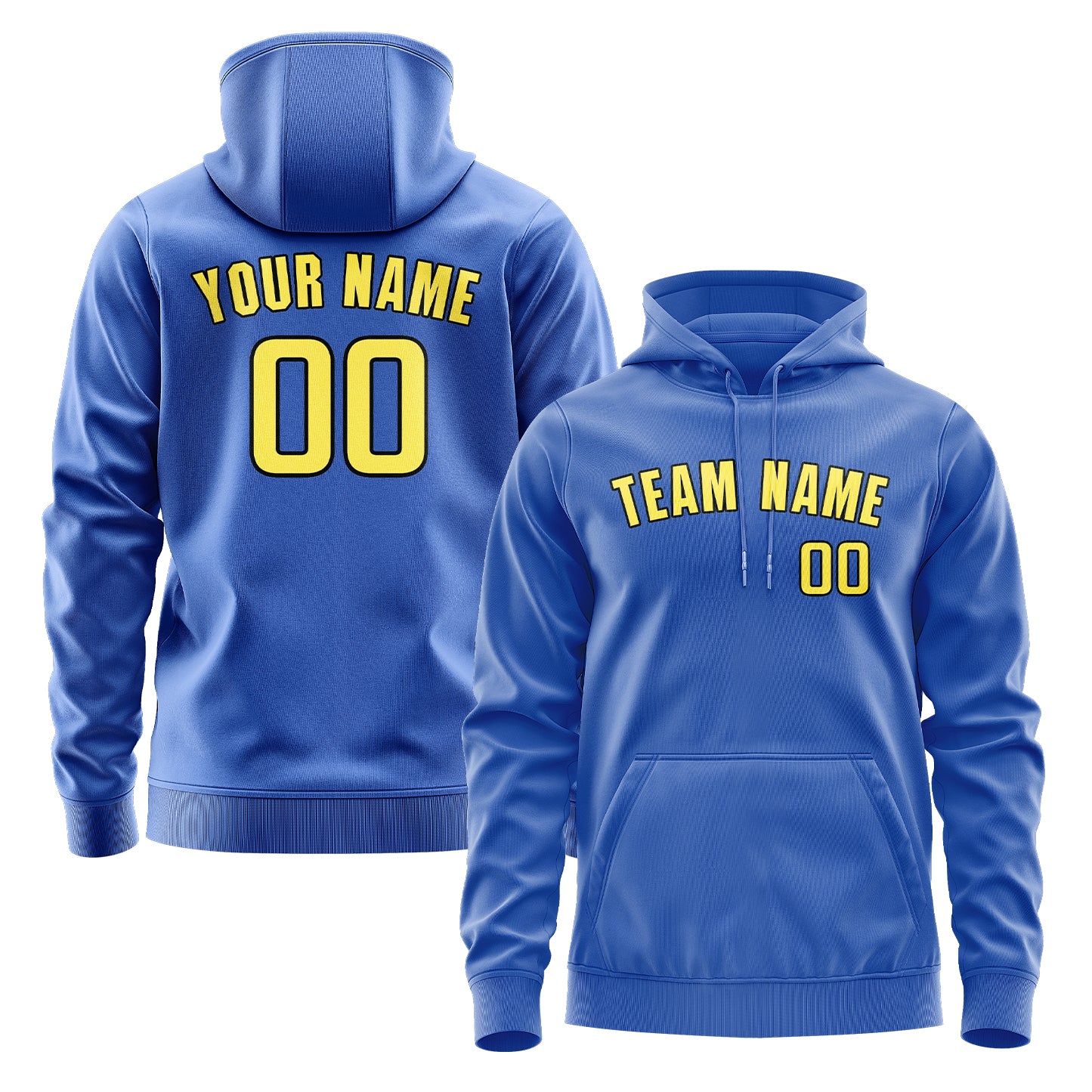 Maßgeschneidertes Himmelblau Blassgelb Hoodie