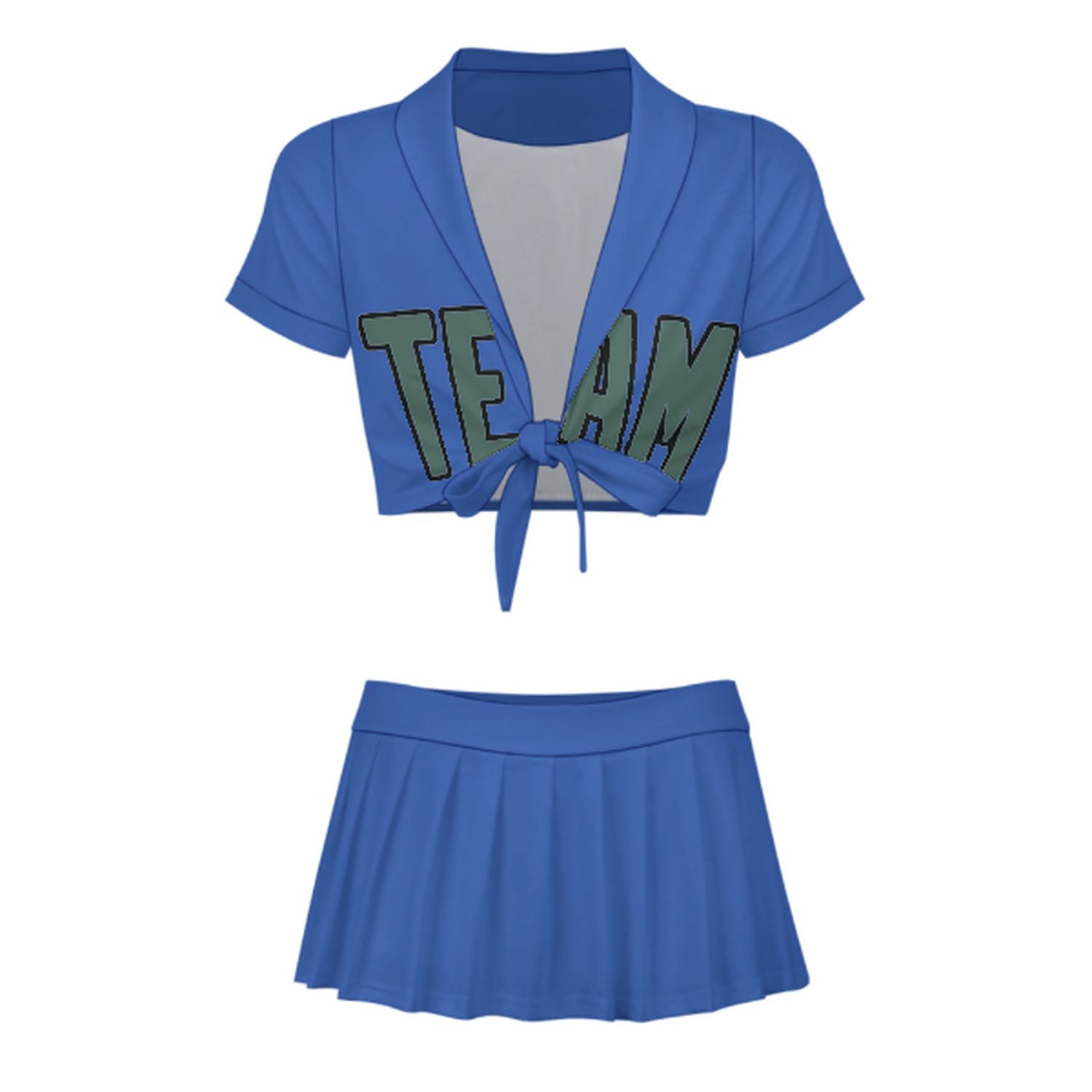 Completo da cheerleader personalizzato blu cielo e verde acqua