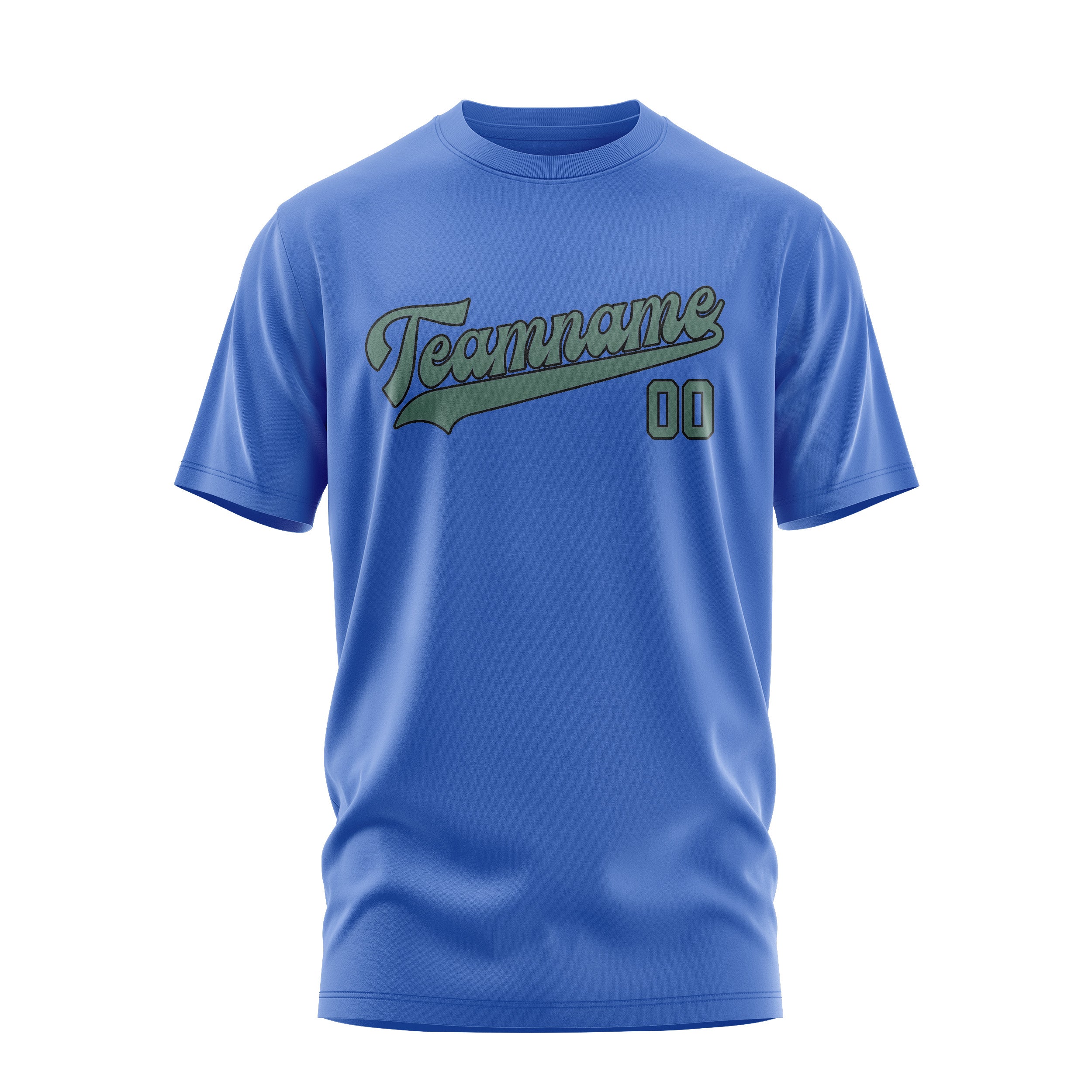 Maßgeschneidertes Himmelblau Blaugrün T-Shirt