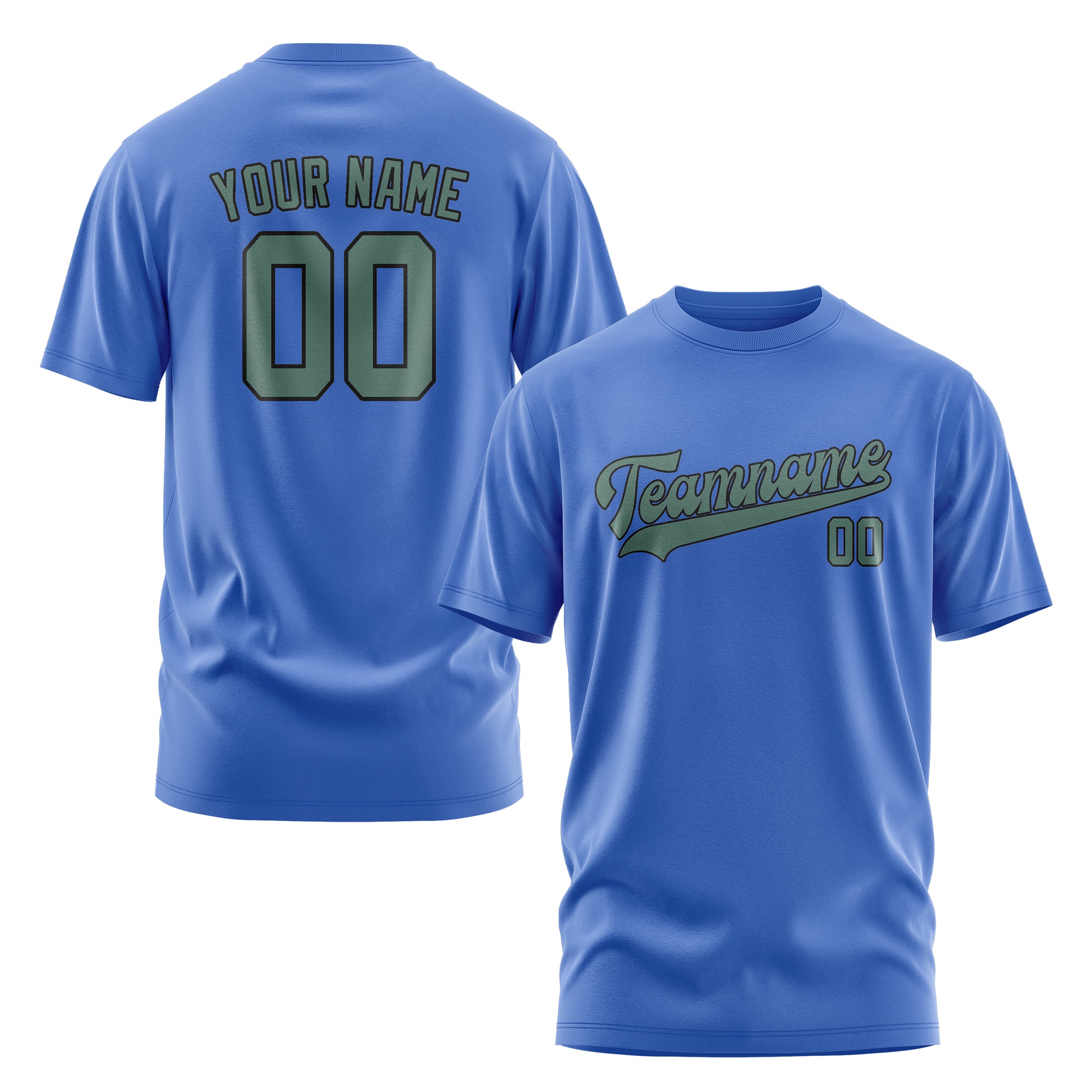Maßgeschneidertes Himmelblau Blaugrün T-Shirt
