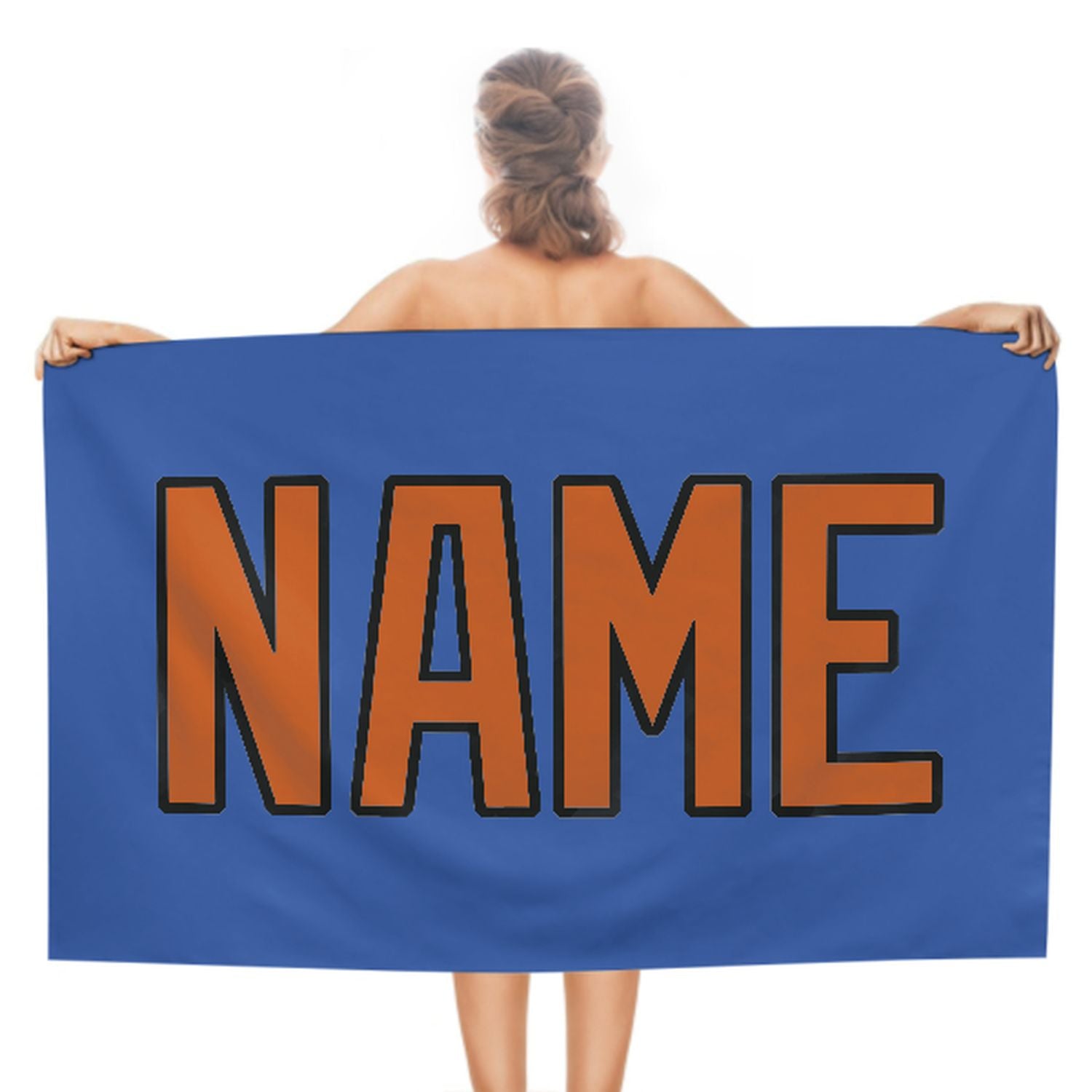 Maßgeschneidertes Himmelblau Orange Strandtuch