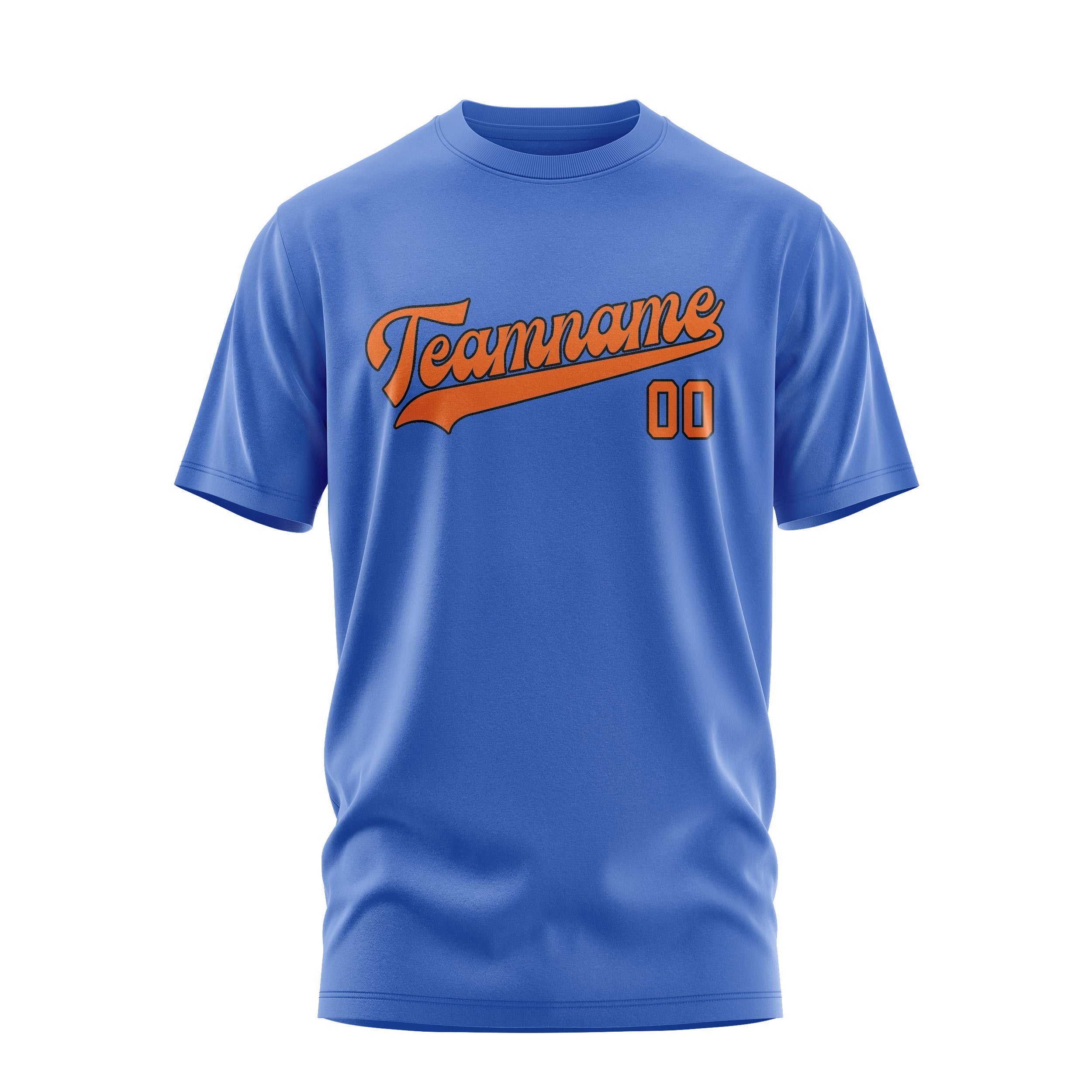 Maßgeschneidertes Himmelblau Orange T-Shirt