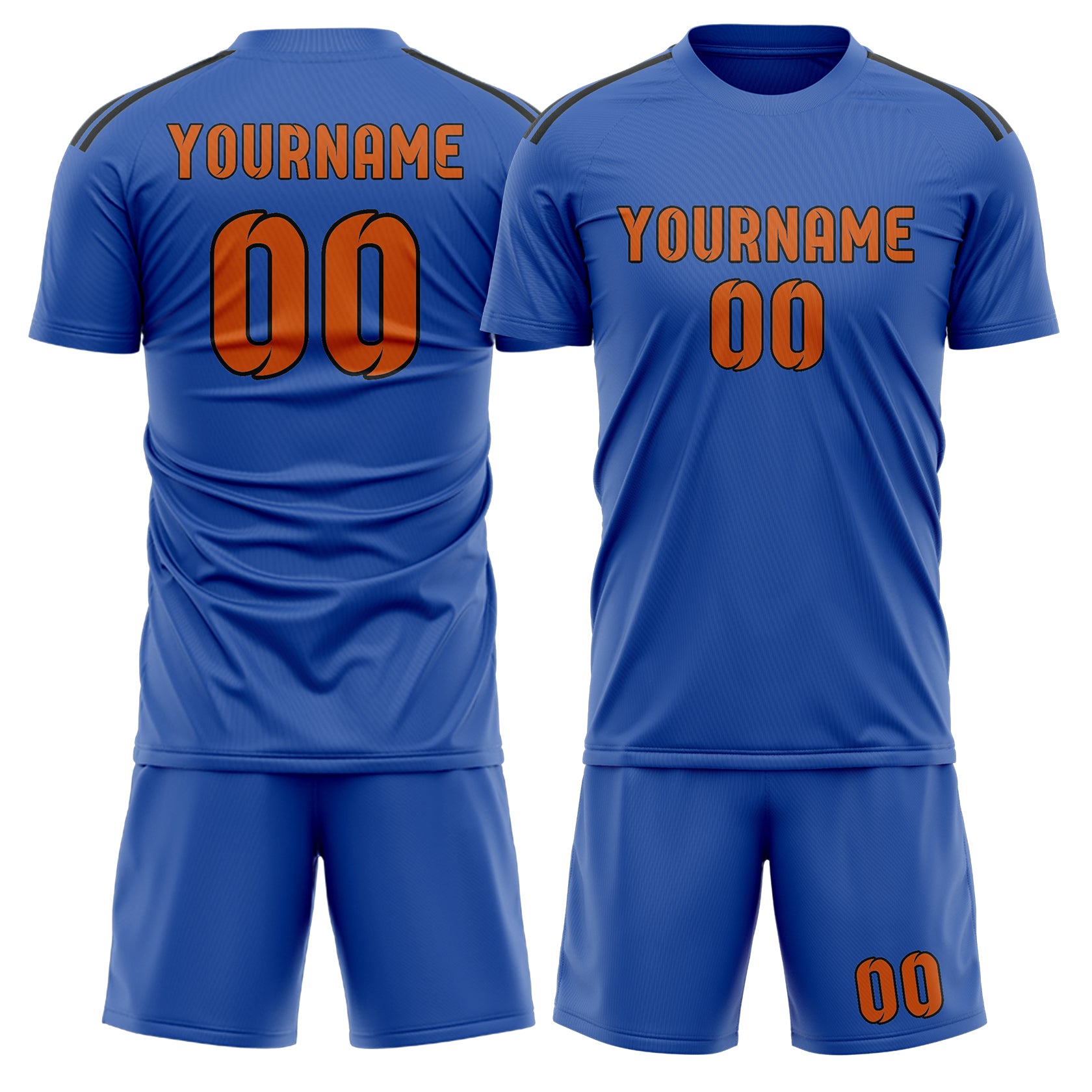 Maßgeschneidertes Professionelles Himmelblau Orange Fußballtrikot-Set