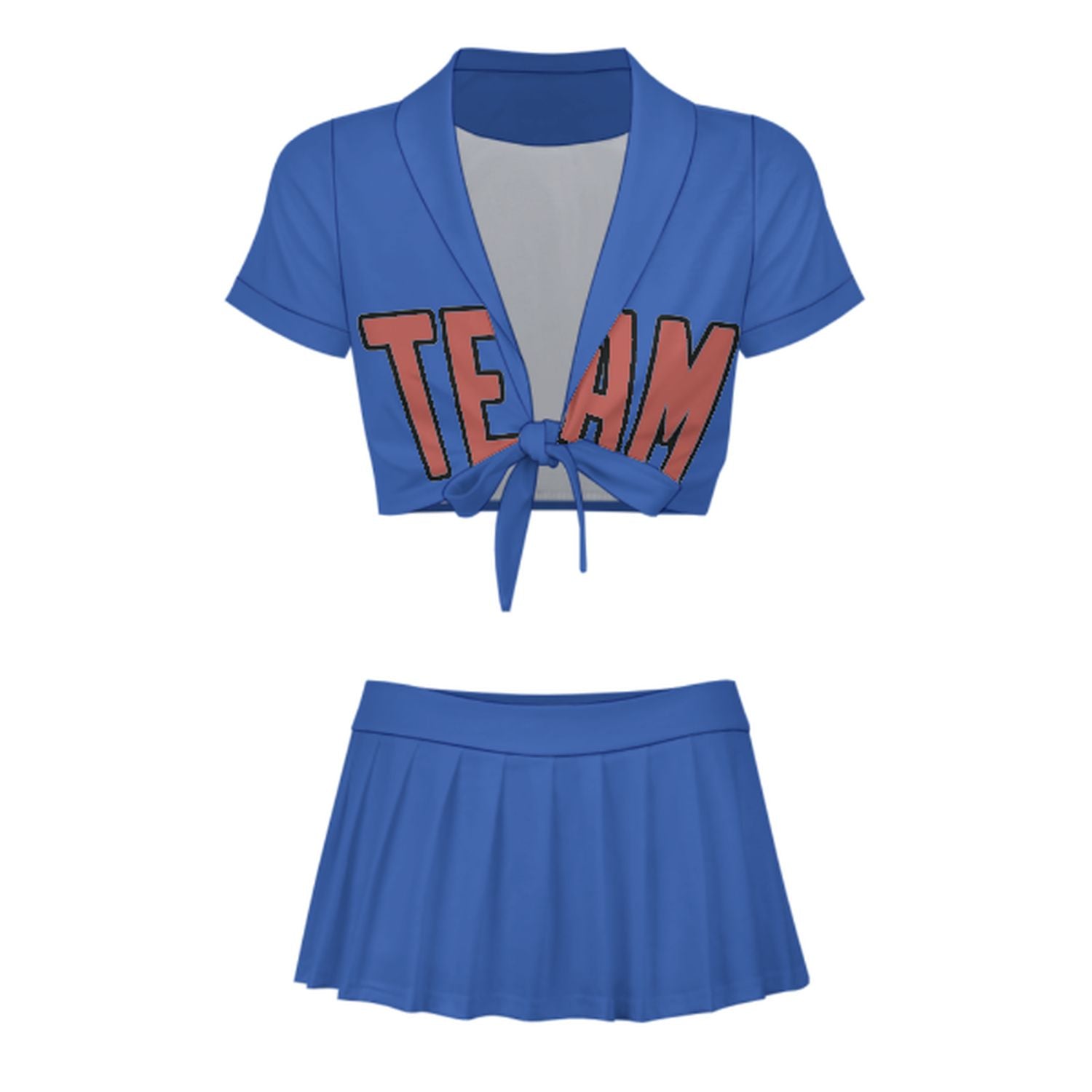 Completo da cheerleader personalizzato con rosa color rame e azzurro cielo