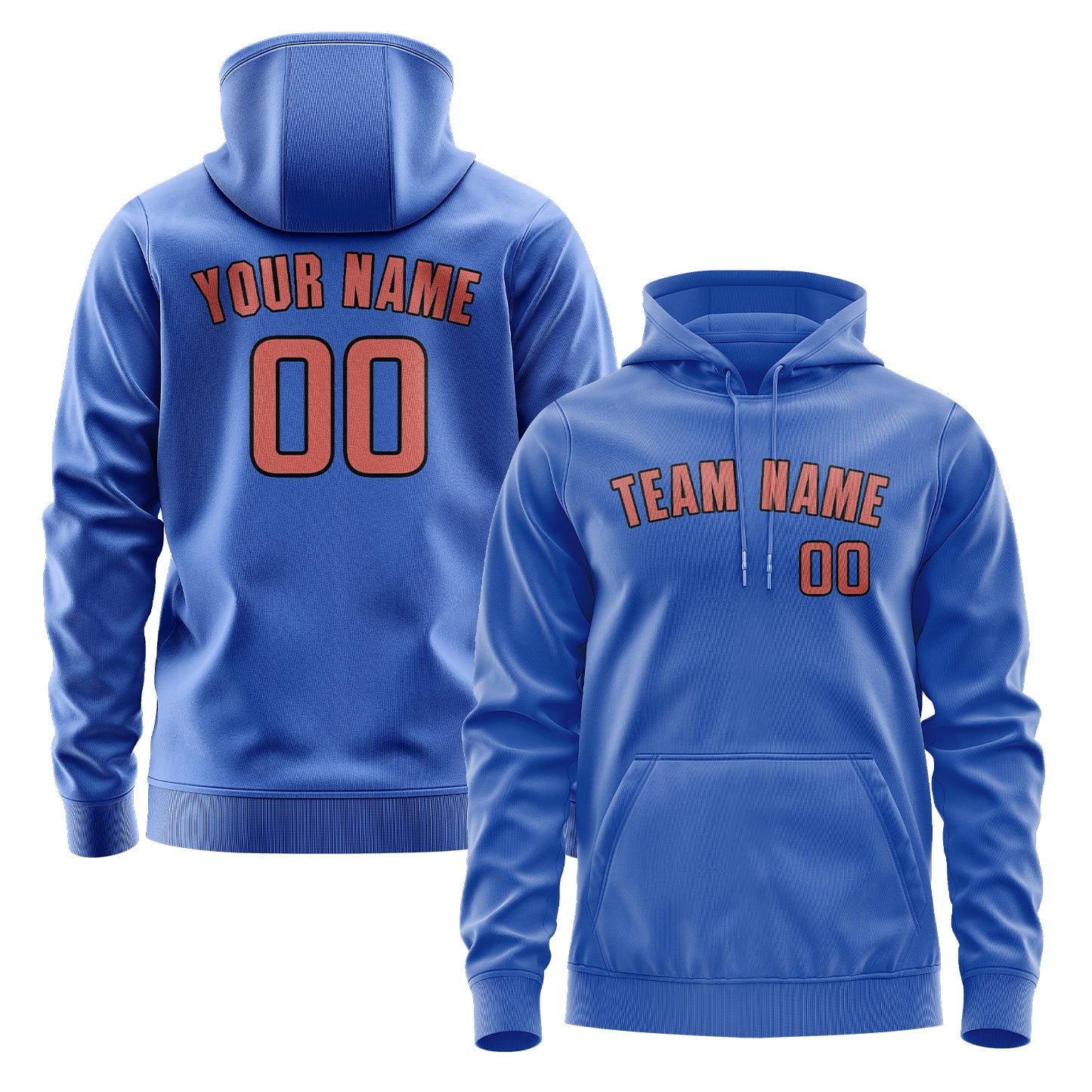 Maßgeschneidertes Himmelblau Kupferrose Hoodie