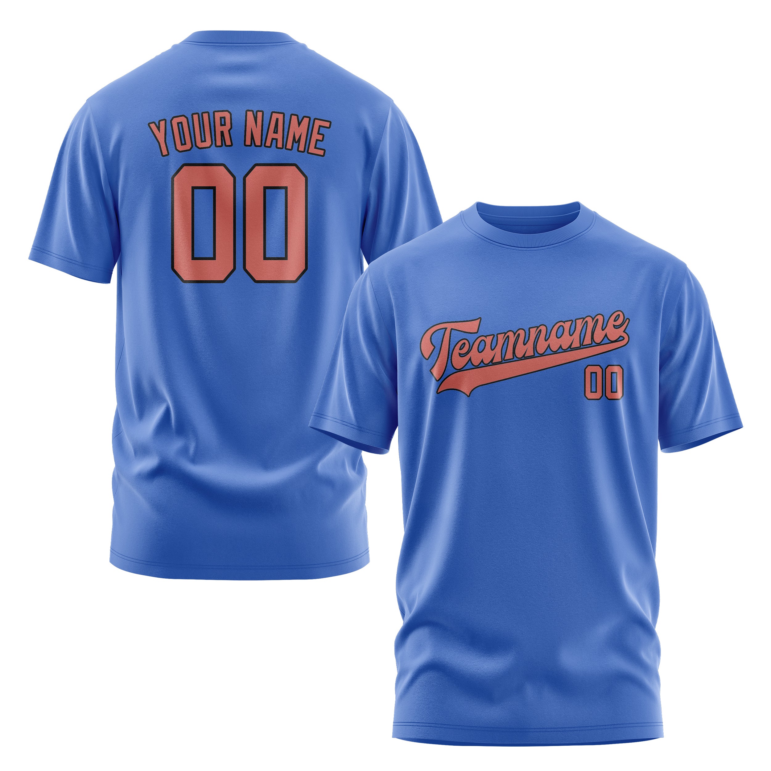 Maßgeschneidertes Himmelblau Kupferrose T-Shirt