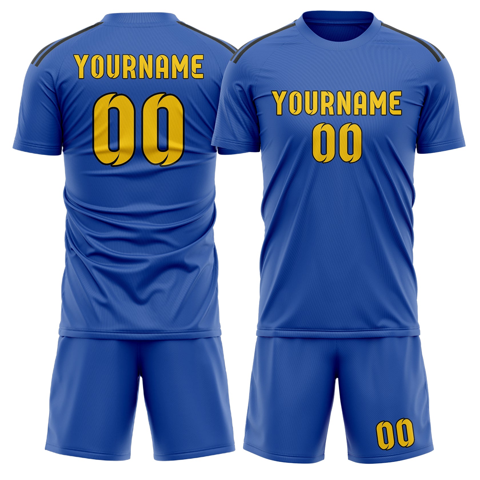 Maßgeschneidertes Professionelles Himmelblau Gold Fußballtrikot-Set