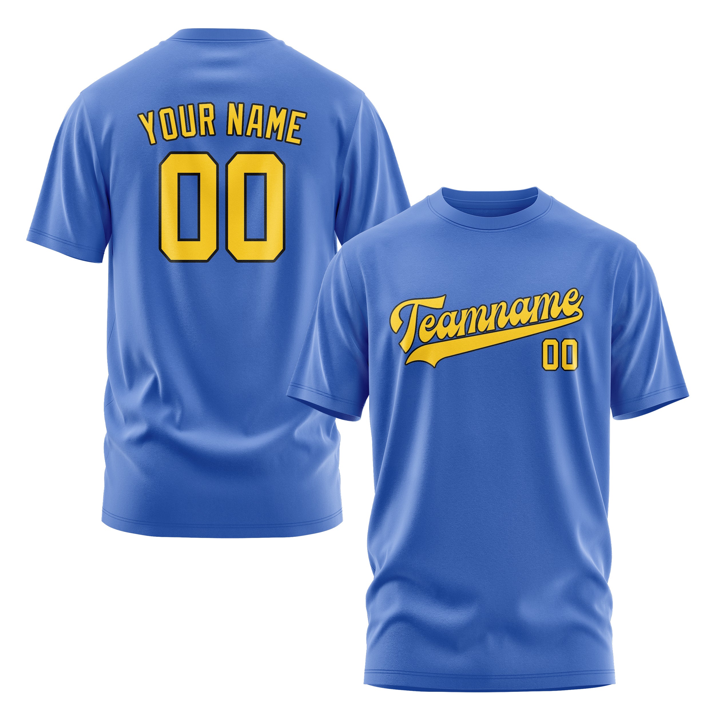 Maßgeschneidertes Himmelblau Gold T-Shirt