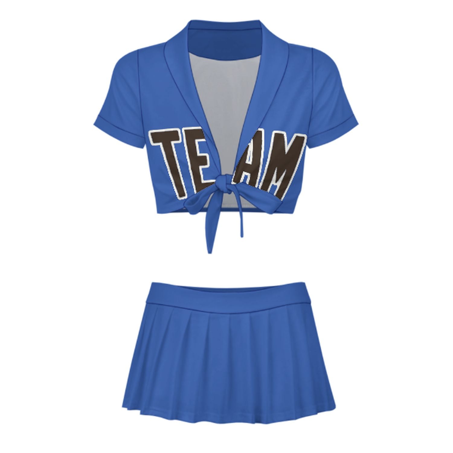 Maßgeschneidertes Himmelblau Braun Cheerleader Outfit Set