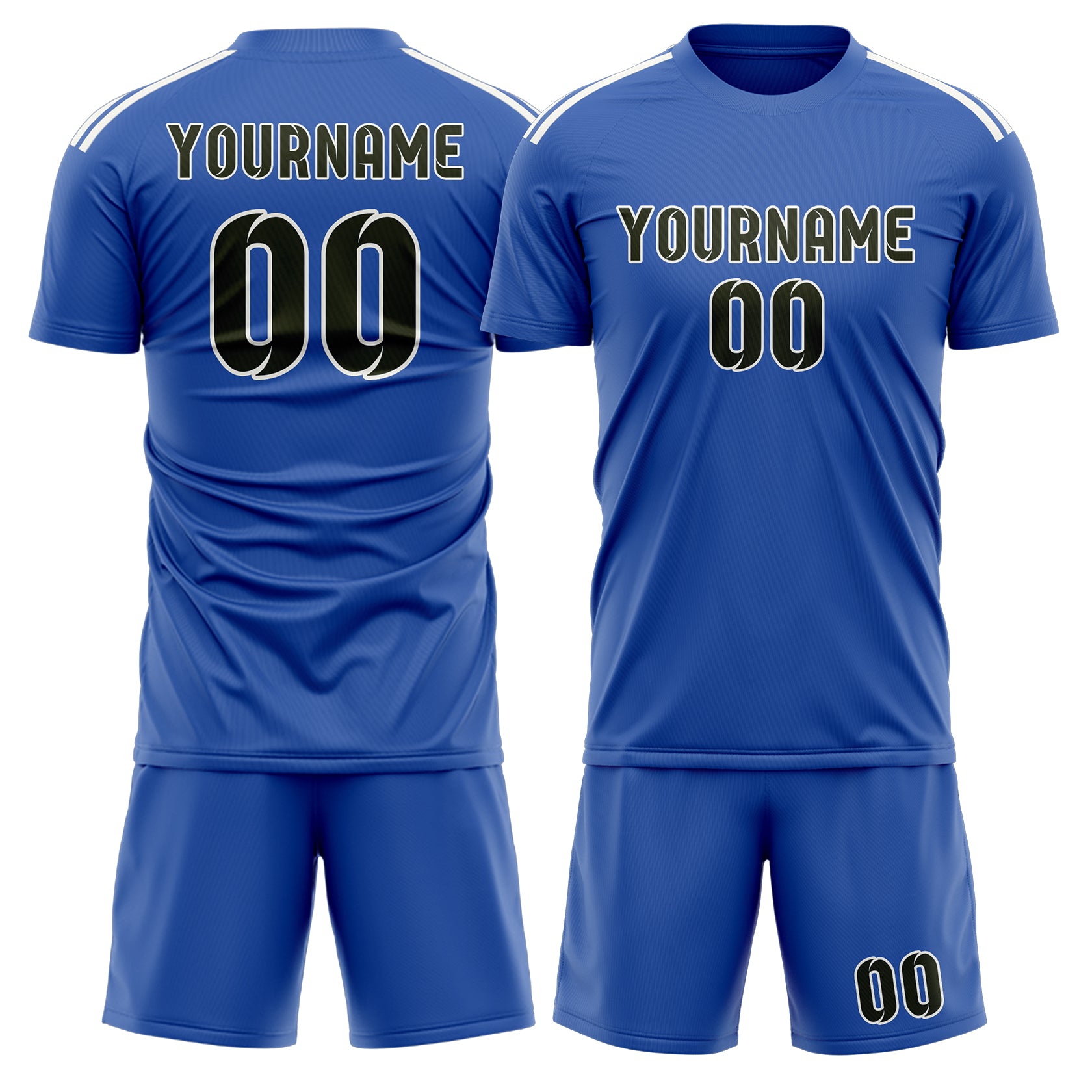 Maßgeschneidertes Professionelles Himmelblau Dunkles Oliv Fußballtrikot-Set