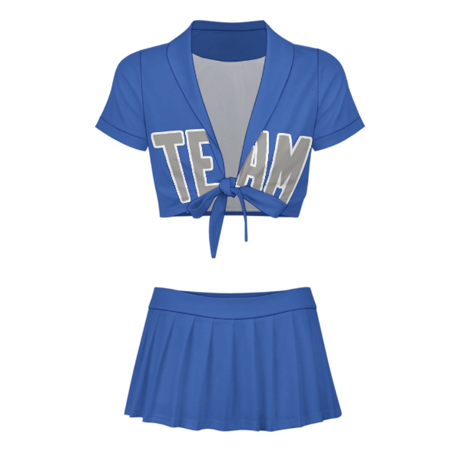 Maßgeschneidertes Himmelblau Grau Cheerleader Outfit Set