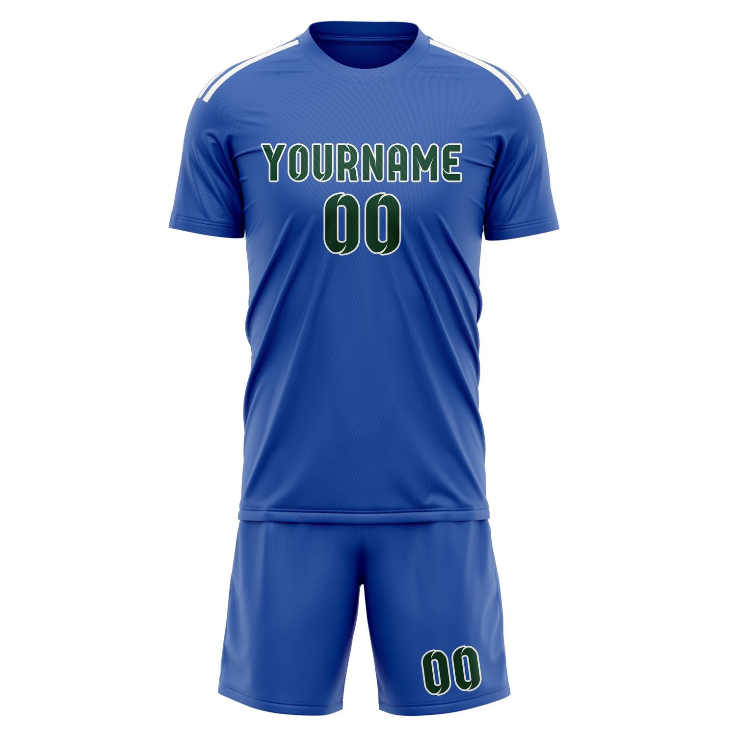 Maßgeschneidertes Professionelles Himmelblau Moosgrün Fußballtrikot-Set