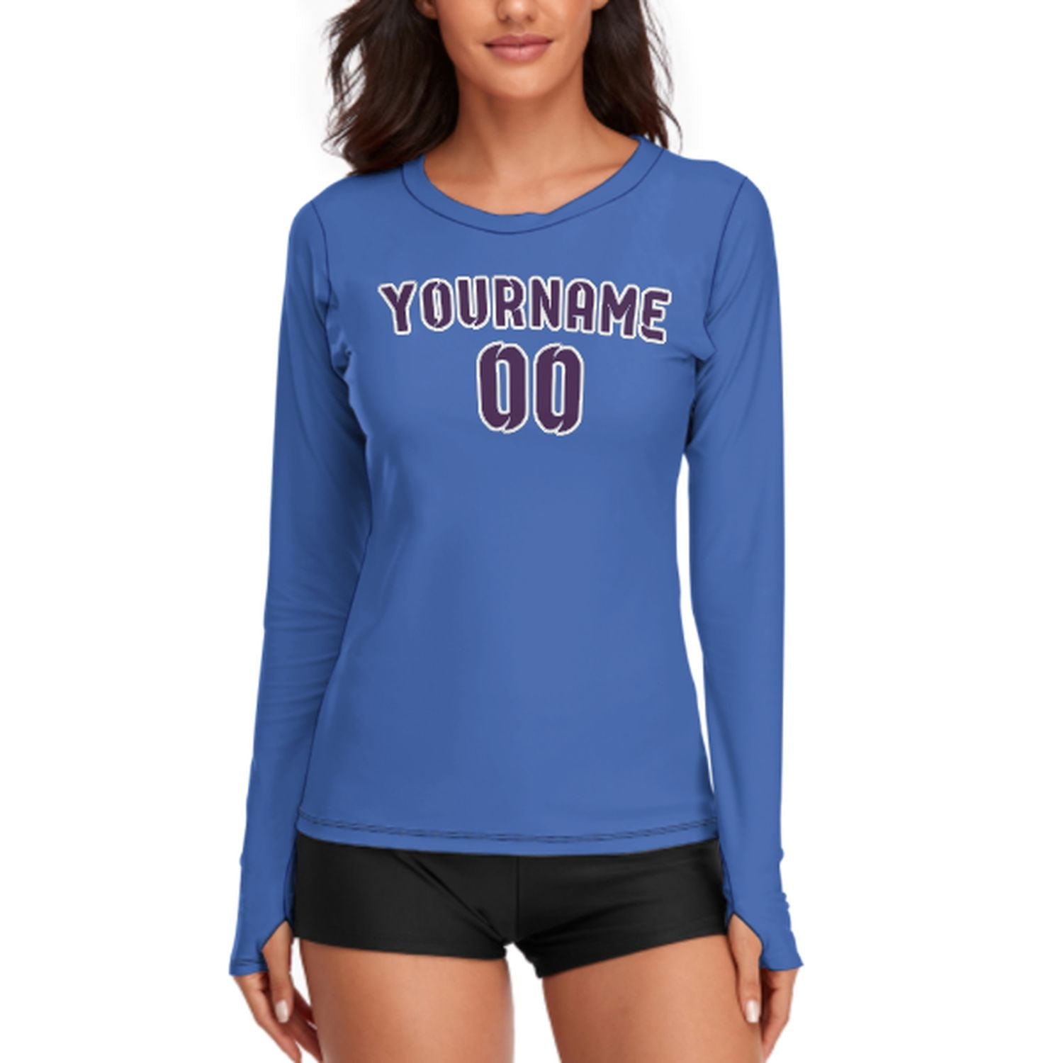 Maßgeschneidertes Himmelblau Lila Damen Langarmshirt