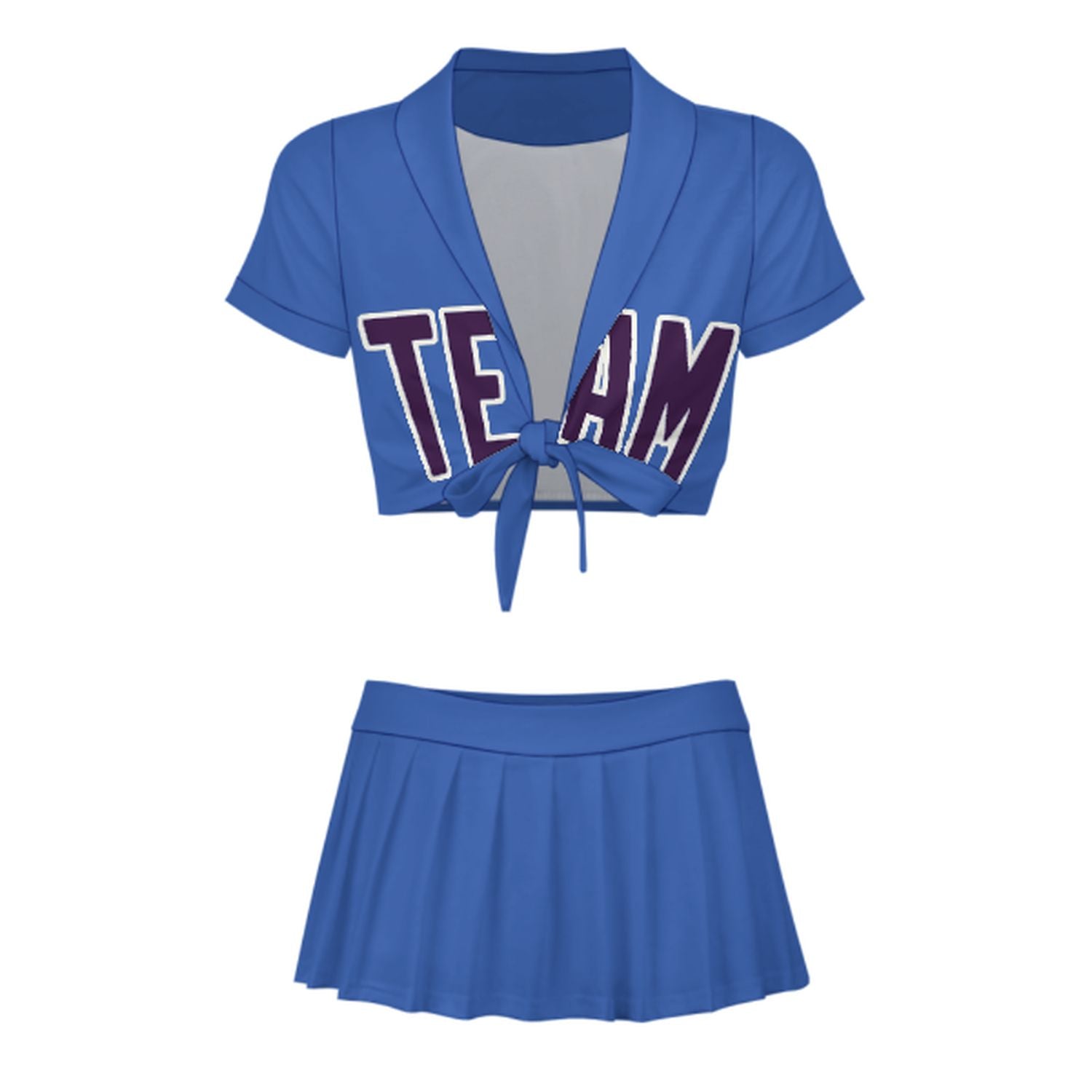 Maßgeschneidertes Himmelblau Lila Cheerleader Outfit Set