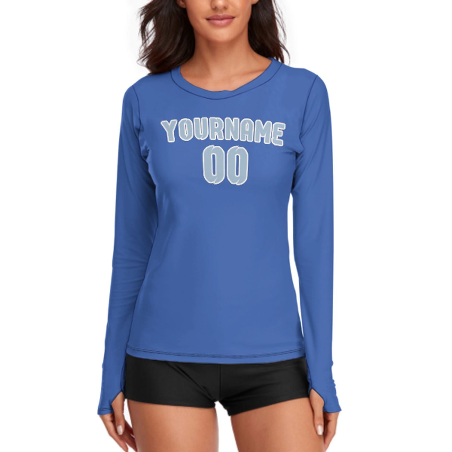Maßgeschneidertes Himmelblau Hellblau Damen Langarmshirt
