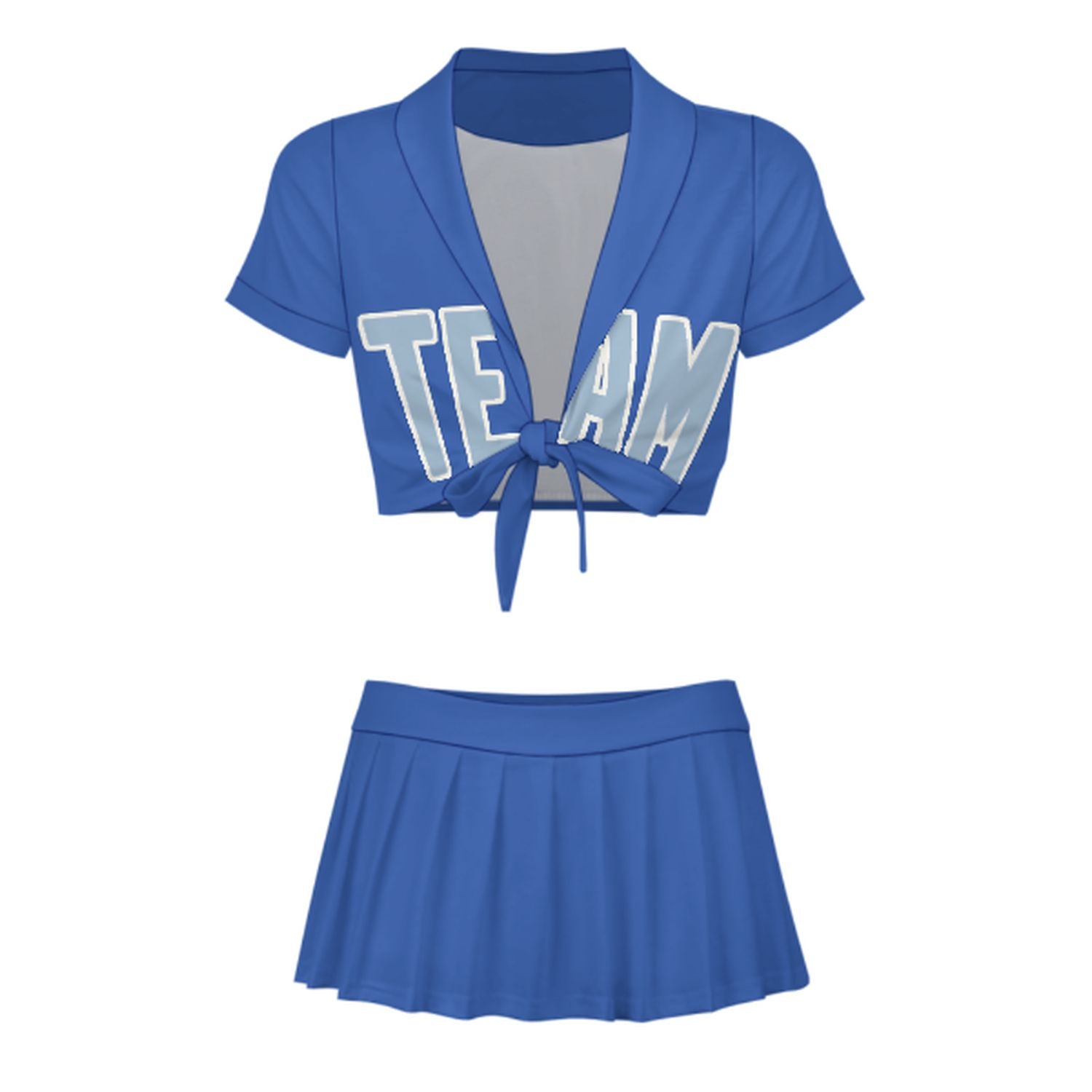 Maßgeschneidertes Himmelblau Hellblau Cheerleader Outfit Set