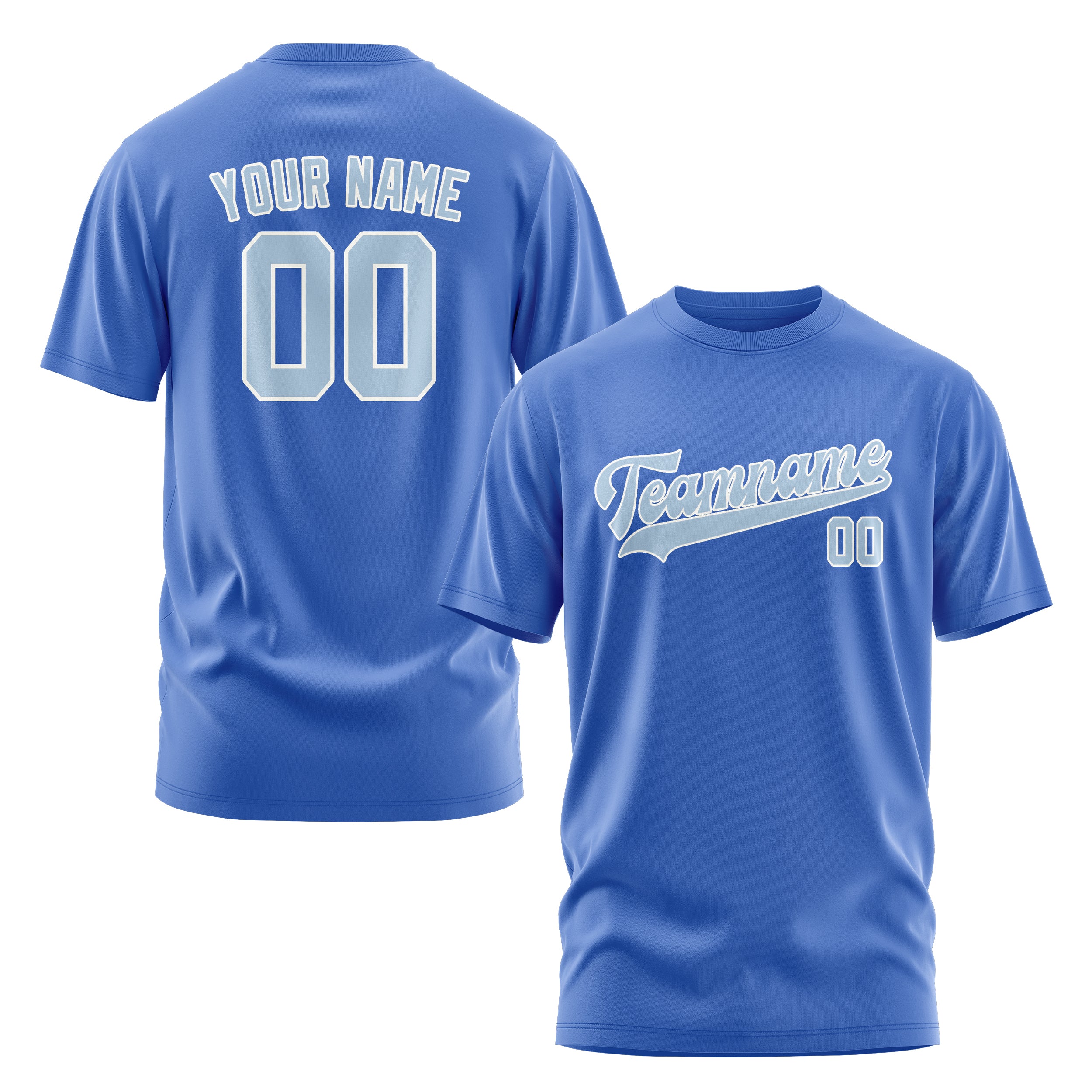Maßgeschneidertes Himmelblau Hellblau T-Shirt