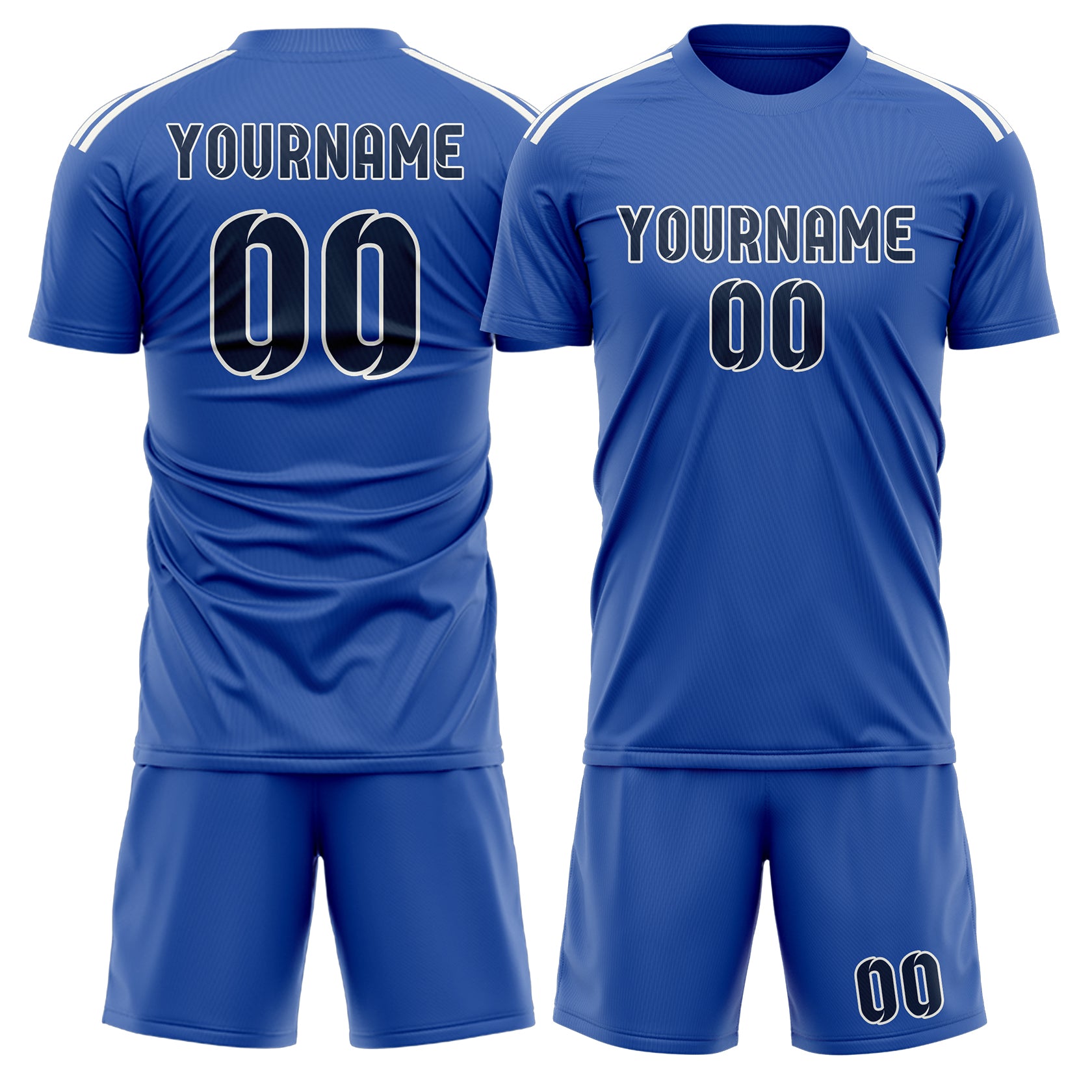 Maßgeschneidertes Professionelles Himmelblau Marineblau Fußballtrikot-Set