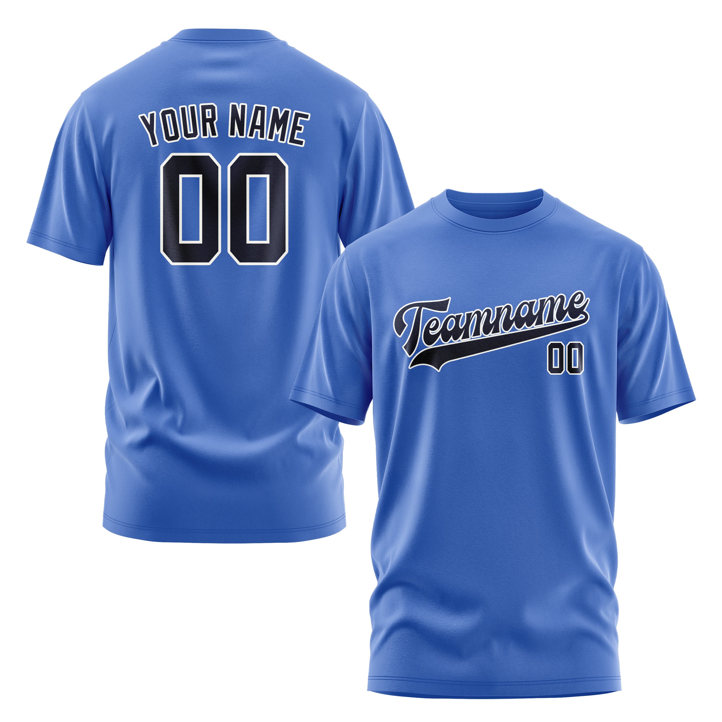 Maßgeschneidertes Himmelblau Stahlblau T-Shirt