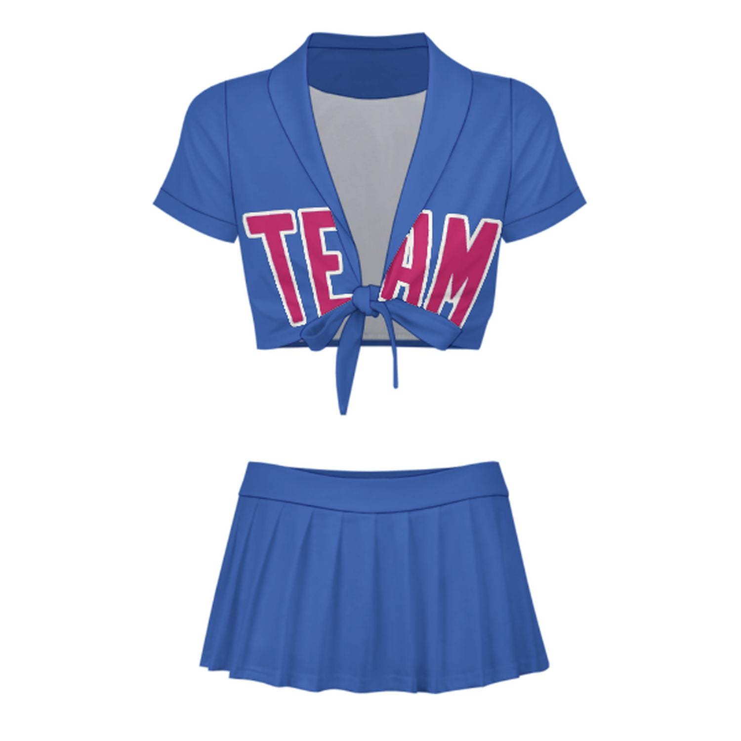 Maßgeschneidertes Himmelblau Rosarot Cheerleader Outfit Set