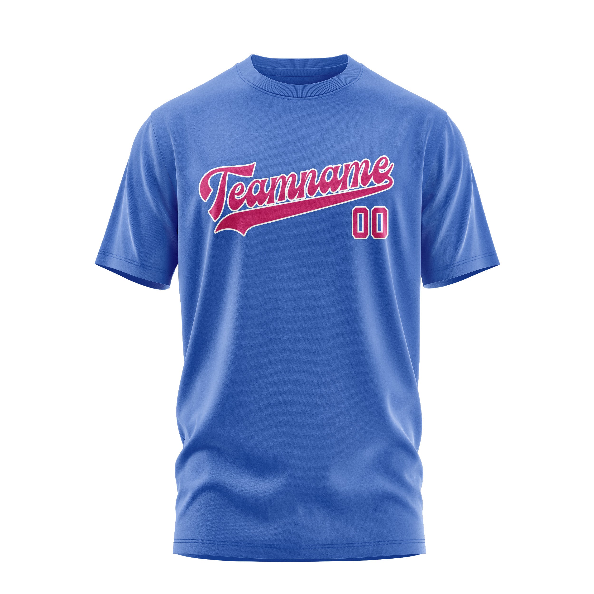Maßgeschneidertes Himmelblau Rosarot T-Shirt