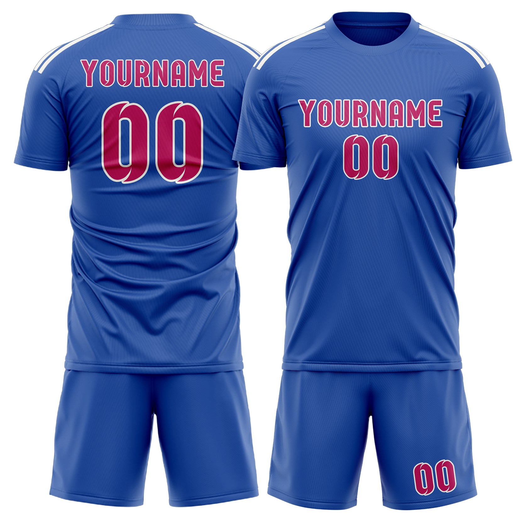 Maßgeschneidertes Professionelles Himmelblau Rosarot Fußballtrikot-Set