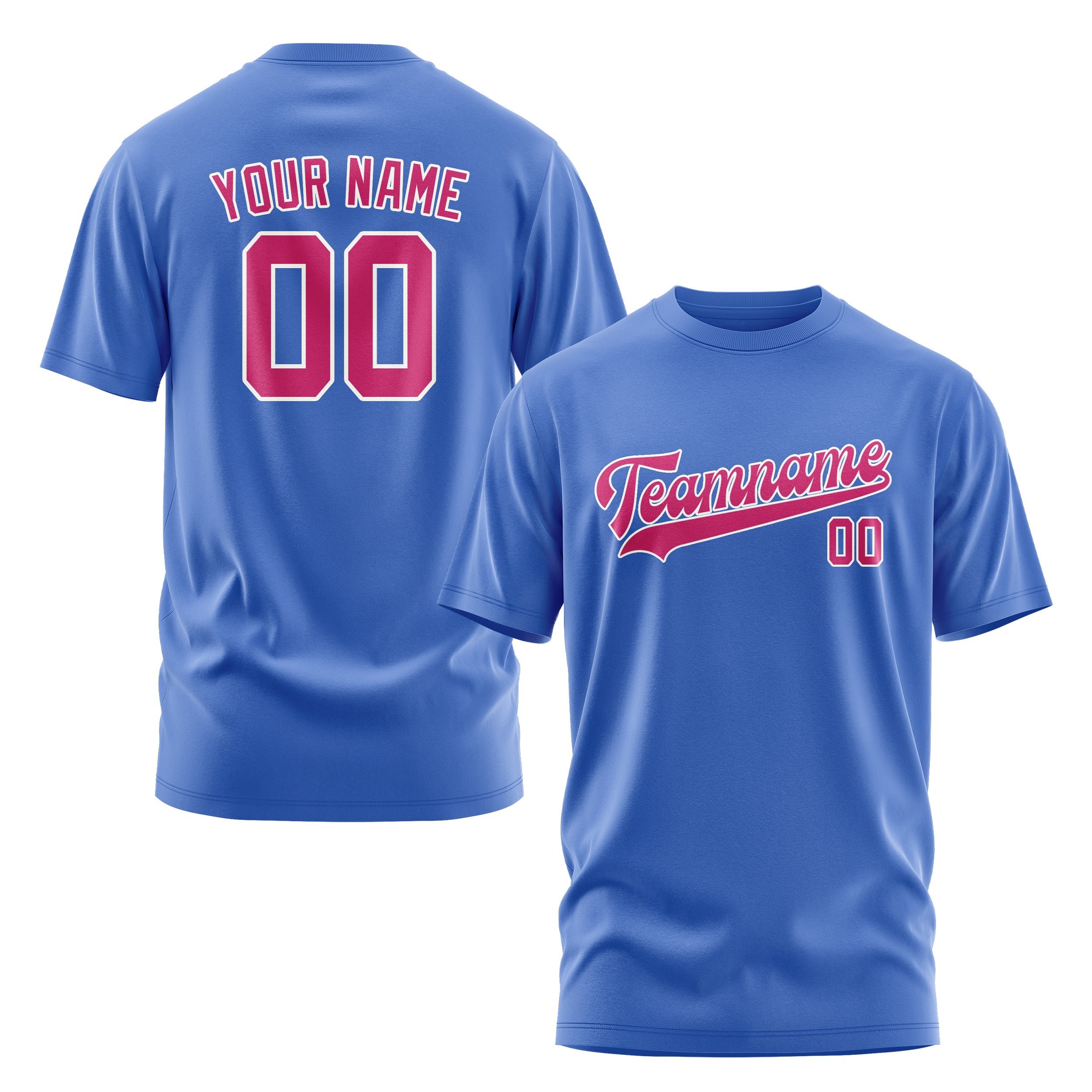 Maßgeschneidertes Himmelblau Rosarot T-Shirt