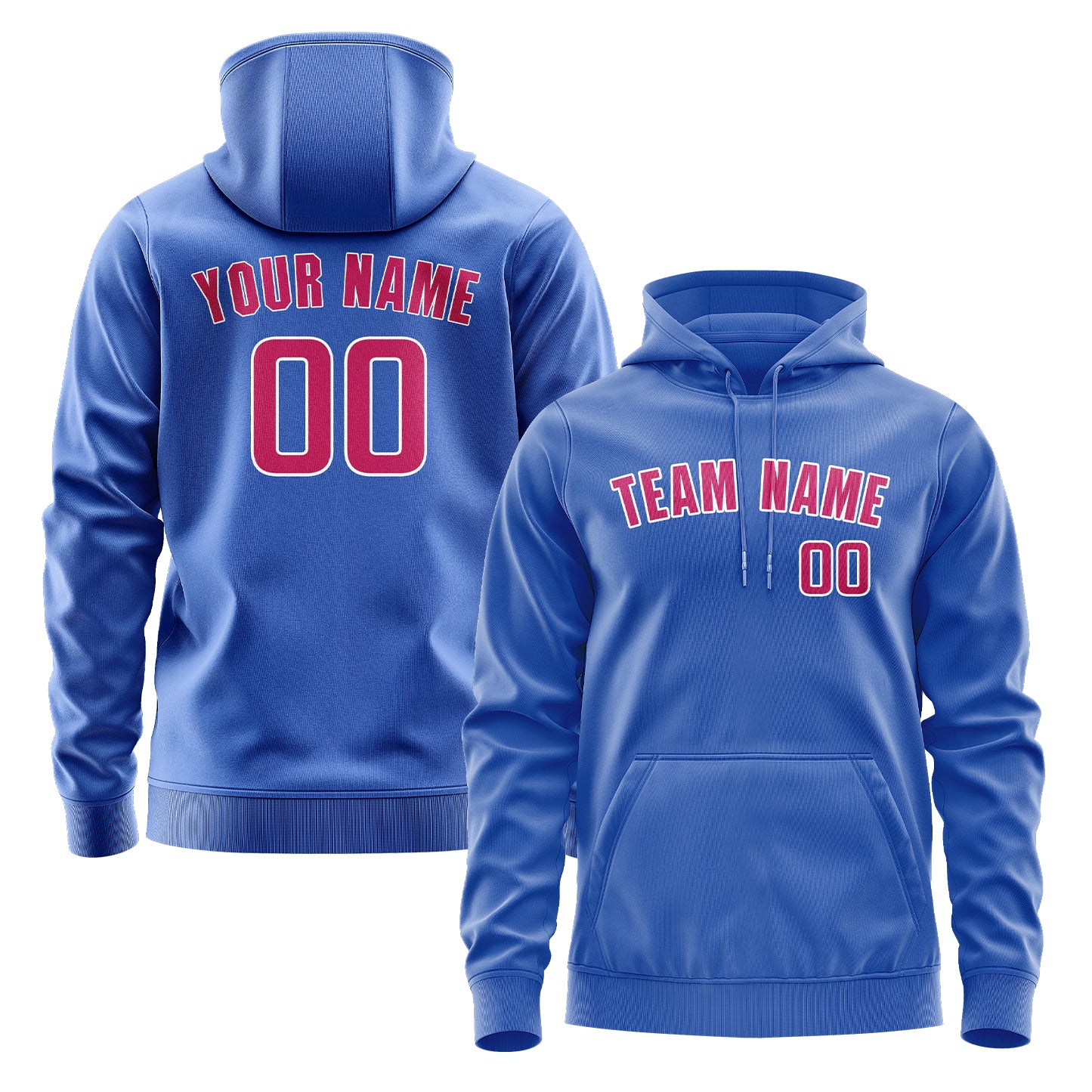 Maßgeschneidertes Himmelblau Rosarot Hoodie