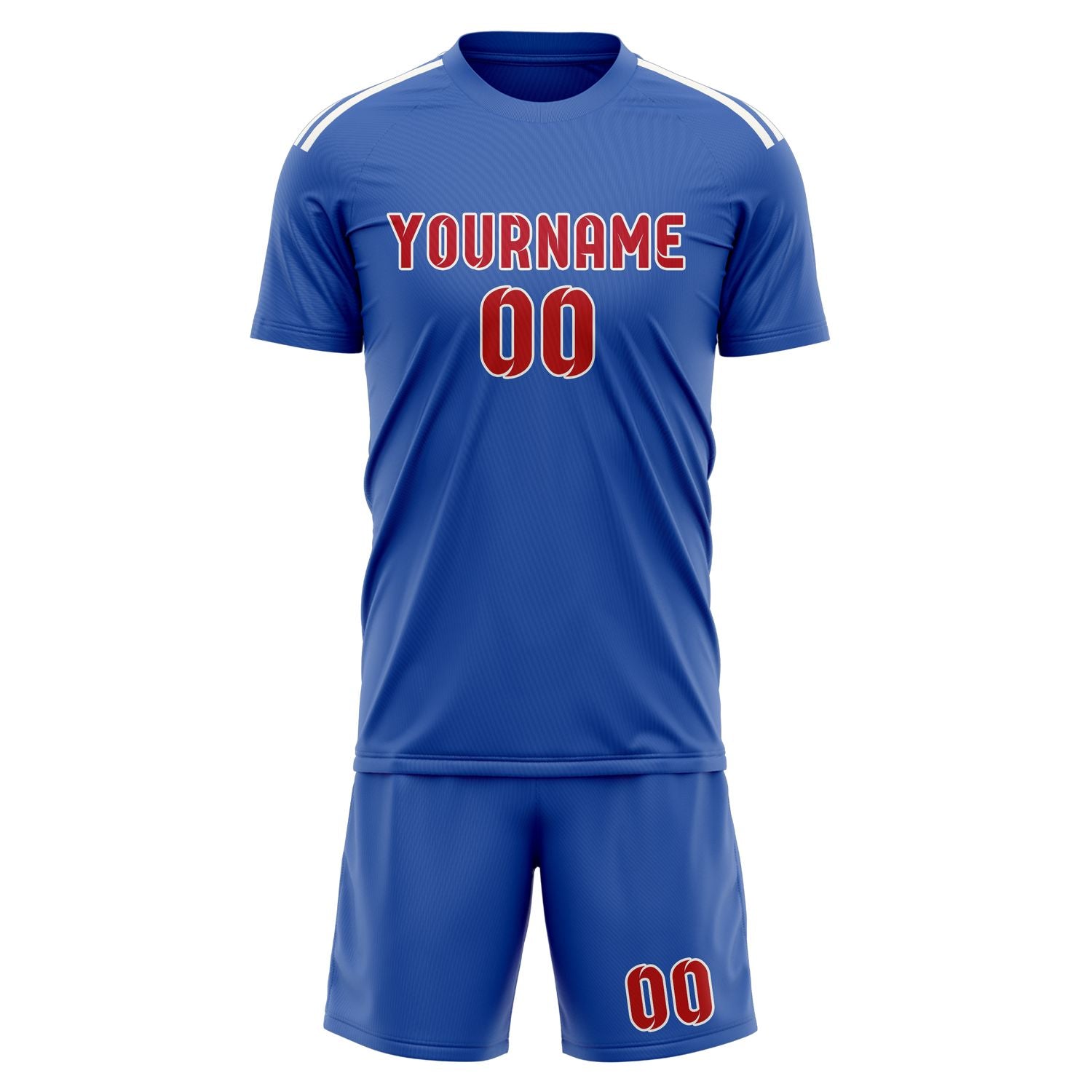 Maßgeschneidertes Professionelles Himmelblau Rot Fußballtrikot-Set