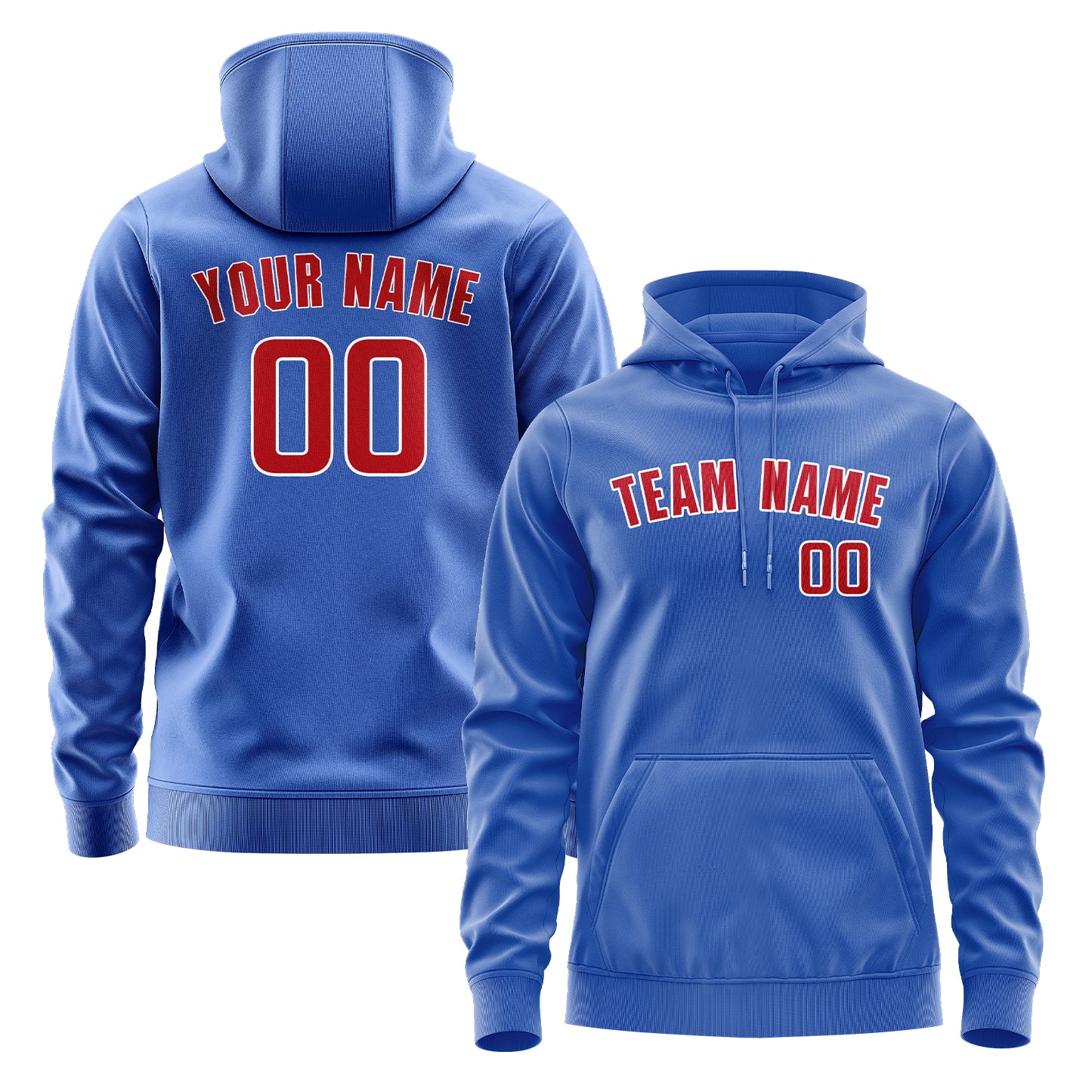 Maßgeschneidertes Himmelblau Rot Hoodie