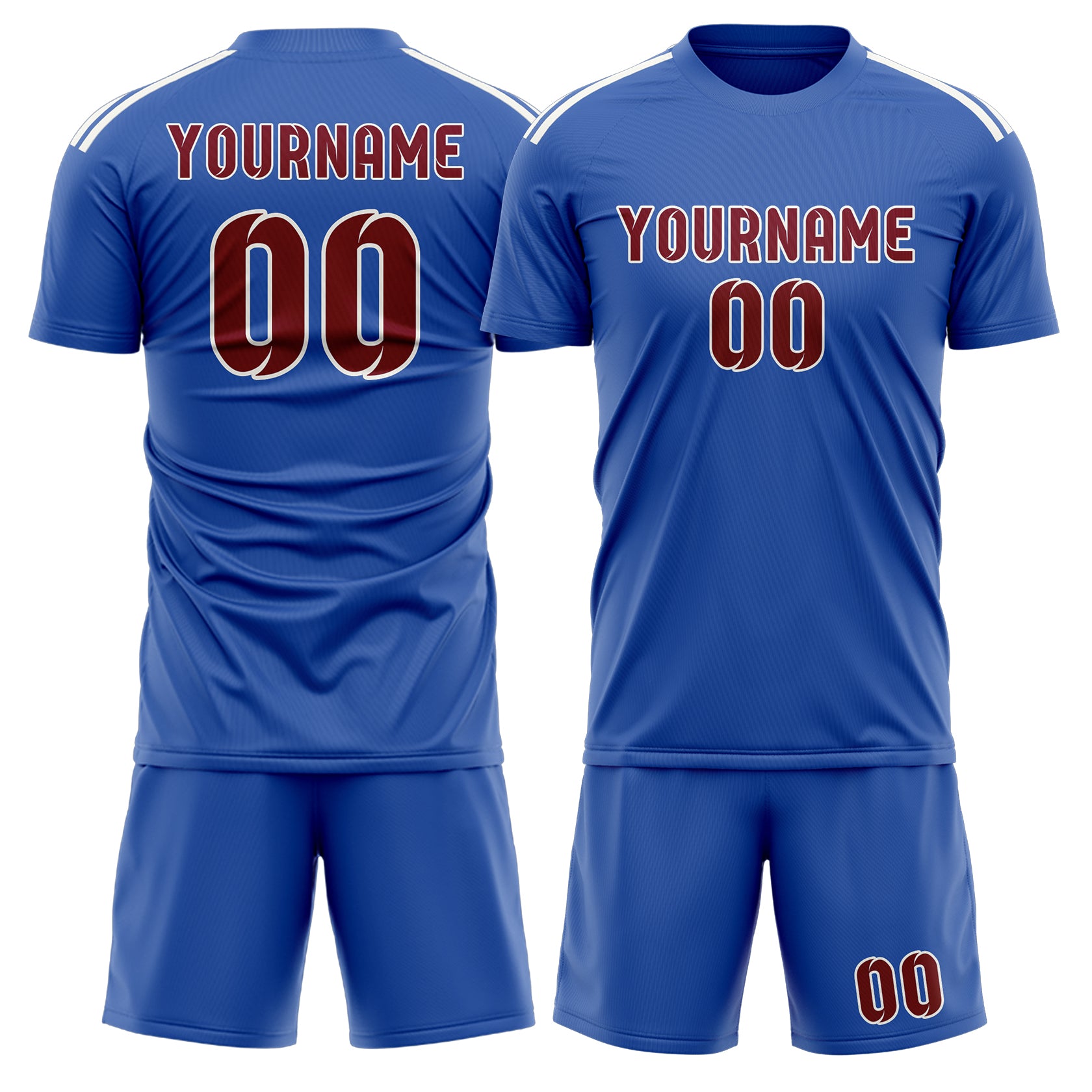 Maßgeschneidertes Professionelles Himmelblau Karmesinrot Fußballtrikot-Set