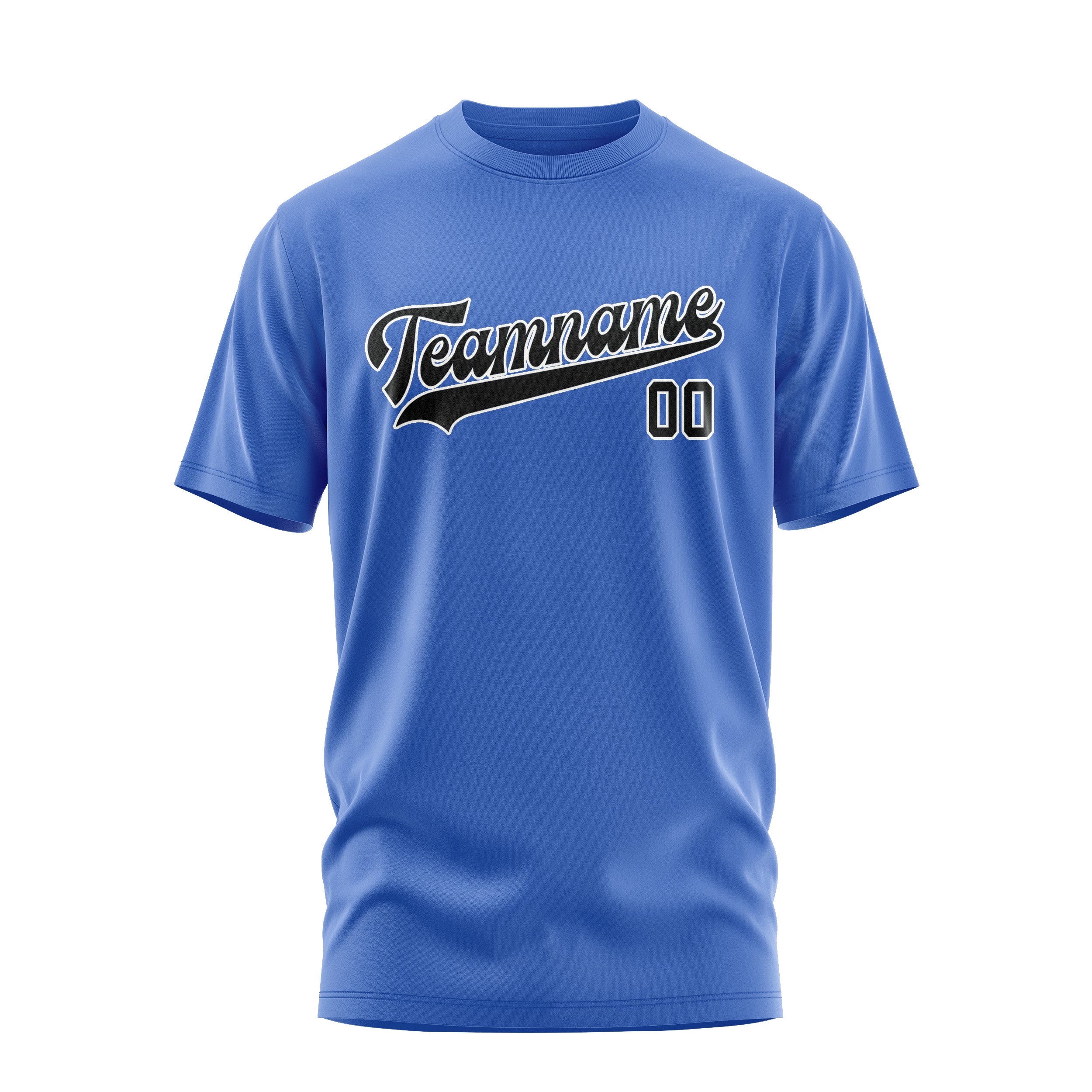 Maßgeschneidertes Himmelblau Schwarz T-Shirt