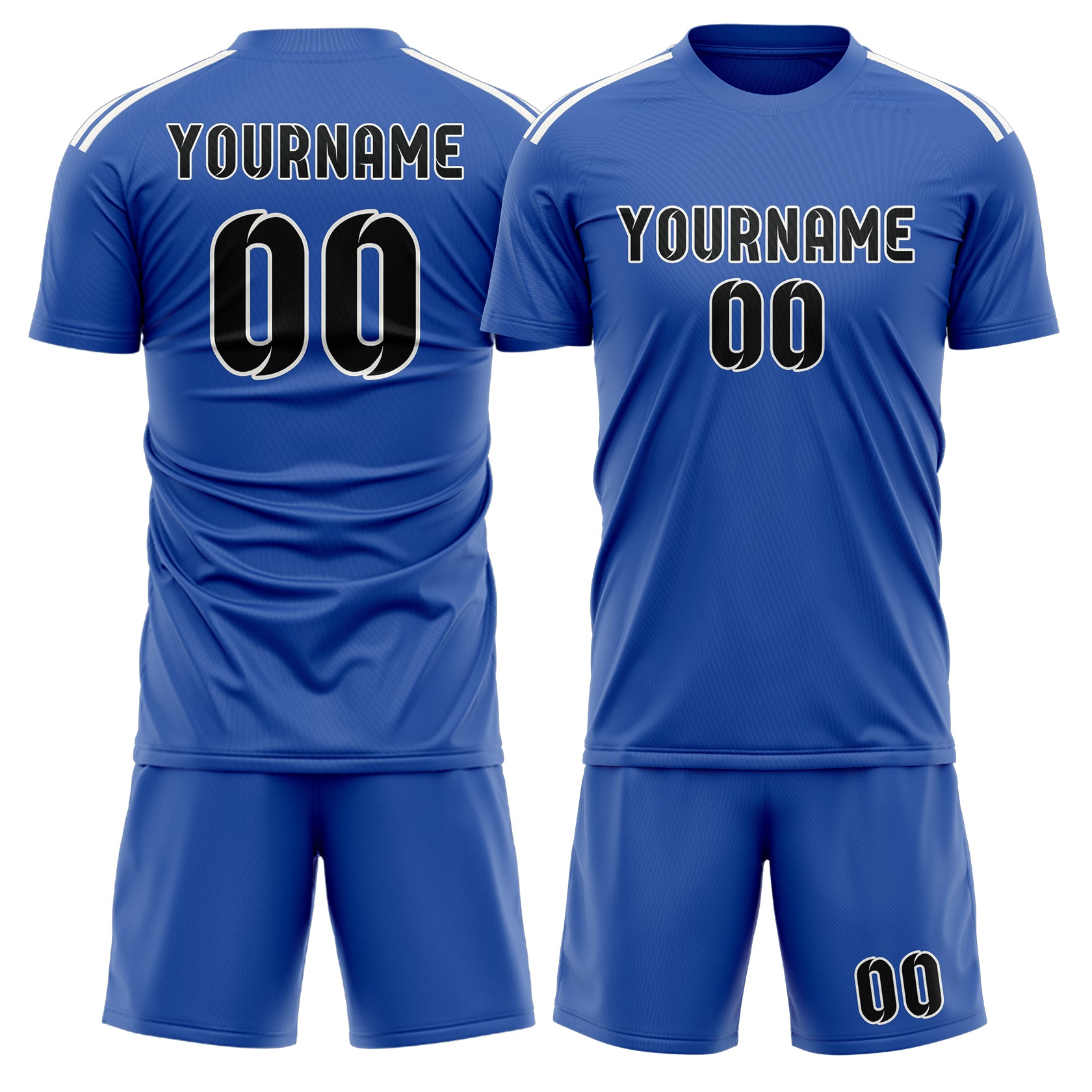 Maßgeschneidertes Professionelles Himmelblau Schwarz Fußballtrikot-Set
