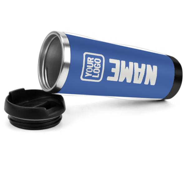 Maßgeschneidertes Himmelblau Weiß Edelstahlbecher
