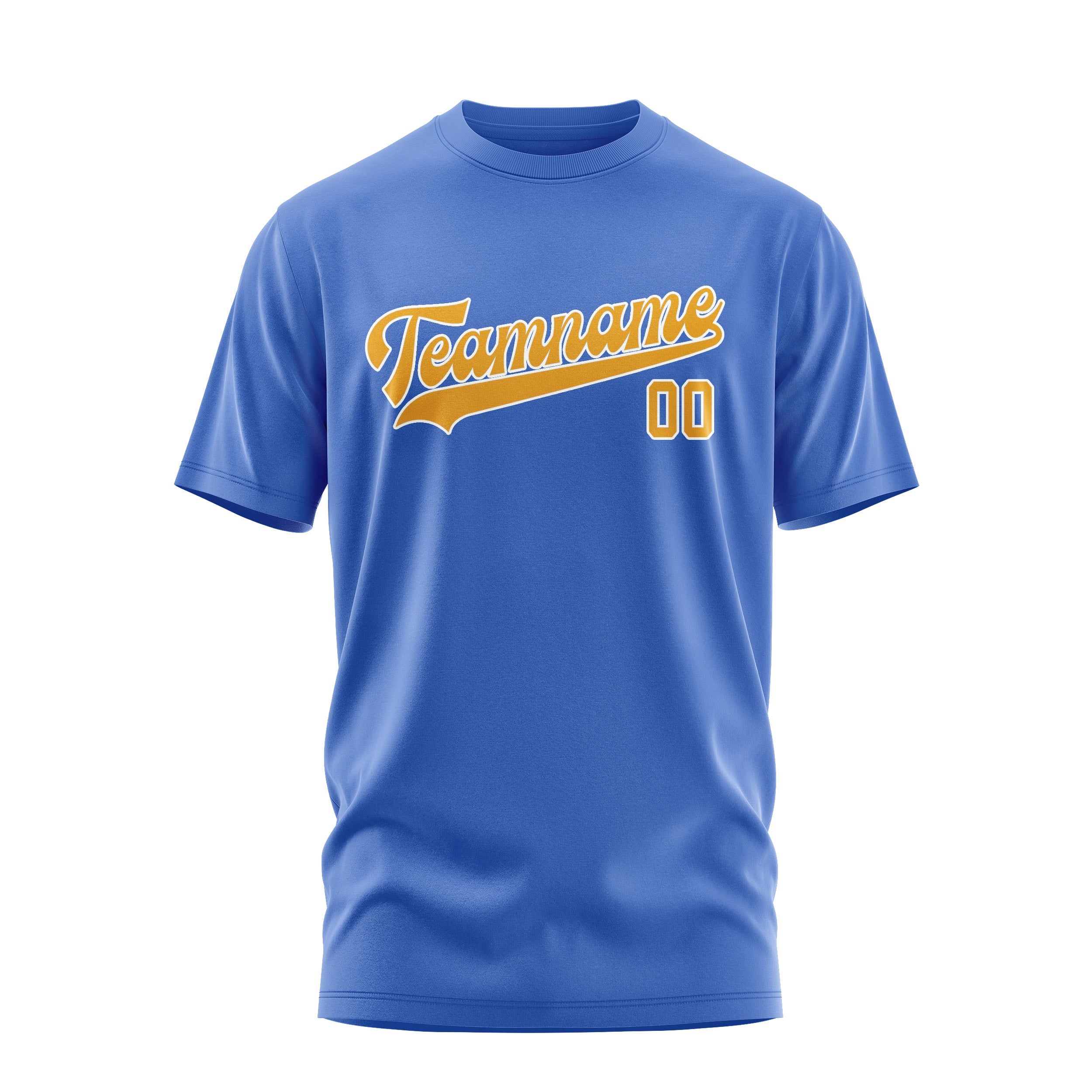 Maßgeschneidertes Himmelblau Gelb T-Shirt
