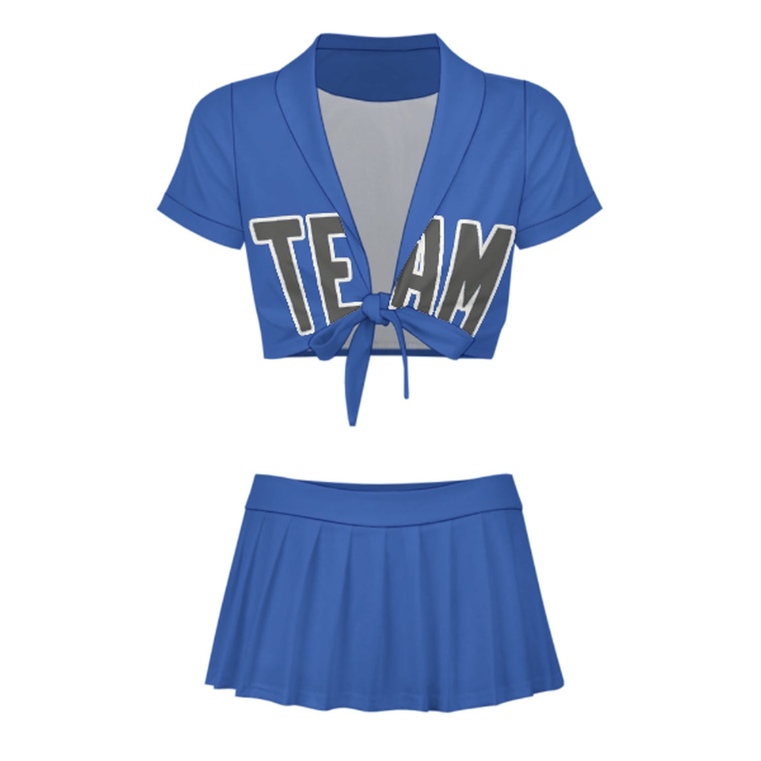Maßgeschneidertes Himmelblau Dunkelgrau Cheerleader Outfit Set