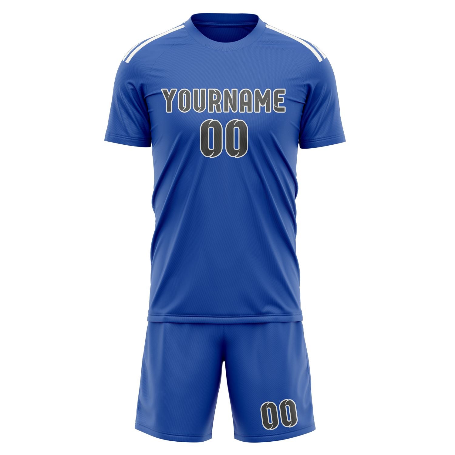 Maßgeschneidertes Professionelles Himmelblau Dunkelgrau Fußballtrikot-Set