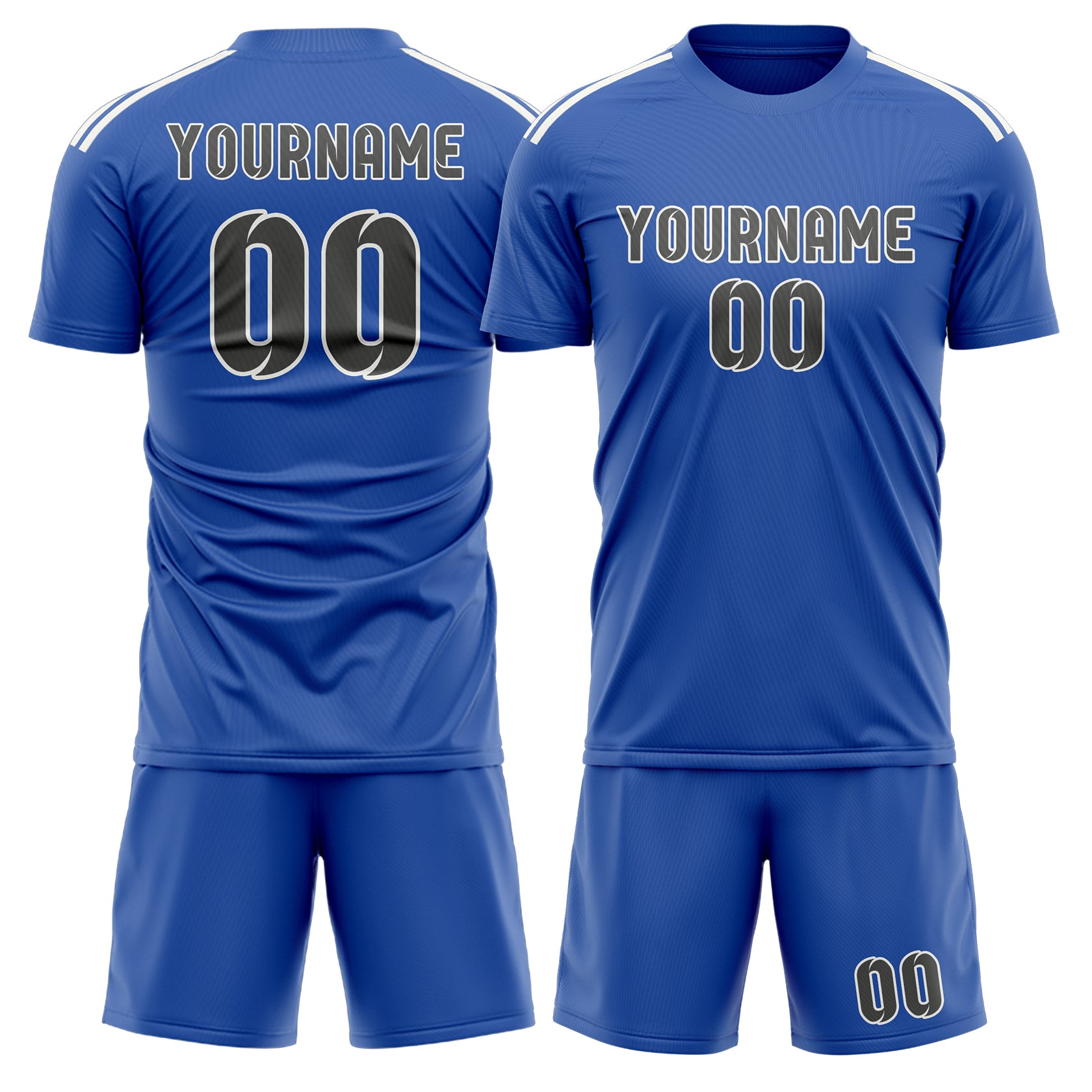 Maßgeschneidertes Professionelles Himmelblau Dunkelgrau Fußballtrikot-Set