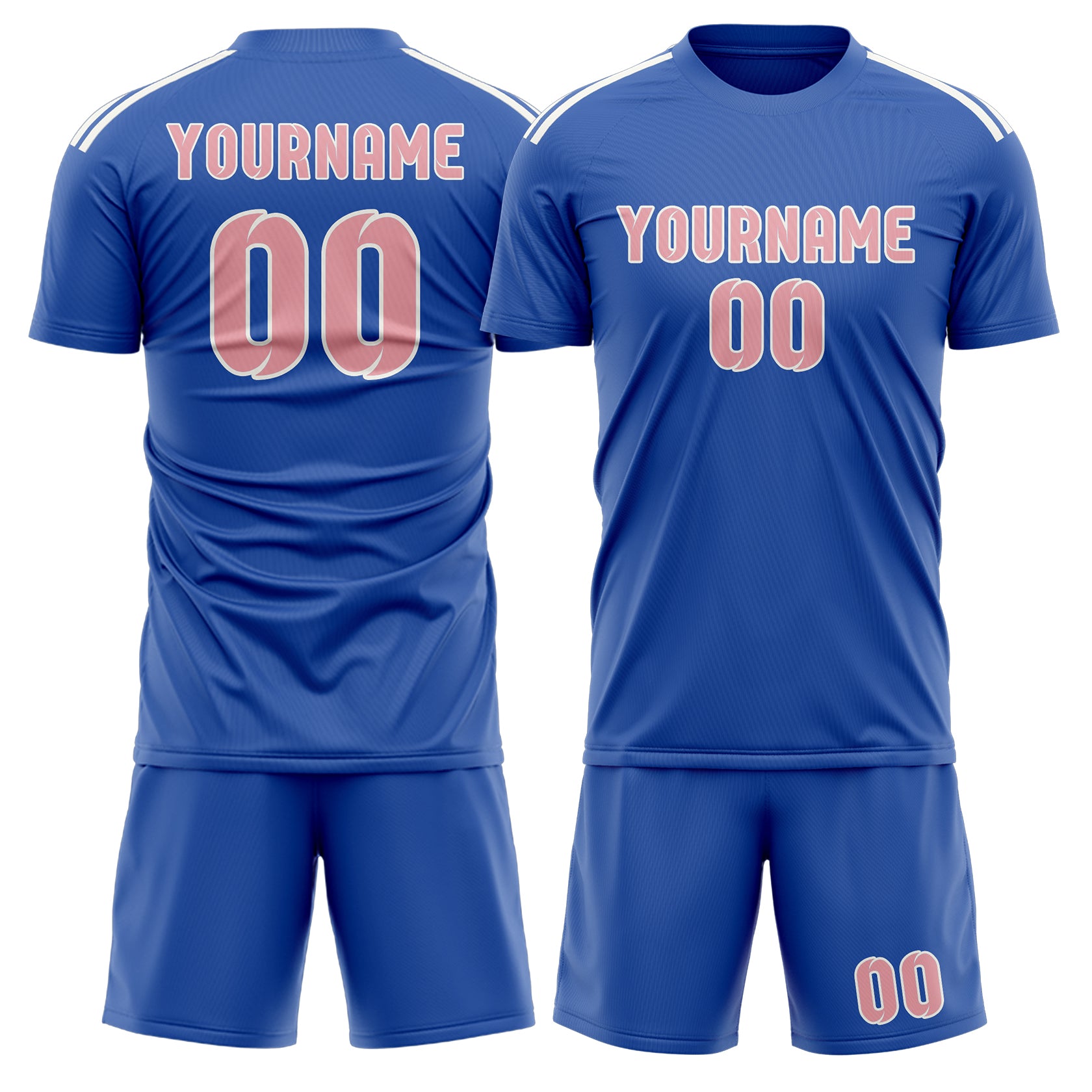 Maßgeschneidertes Professionelles Himmelblau Rosa Fußballtrikot-Set