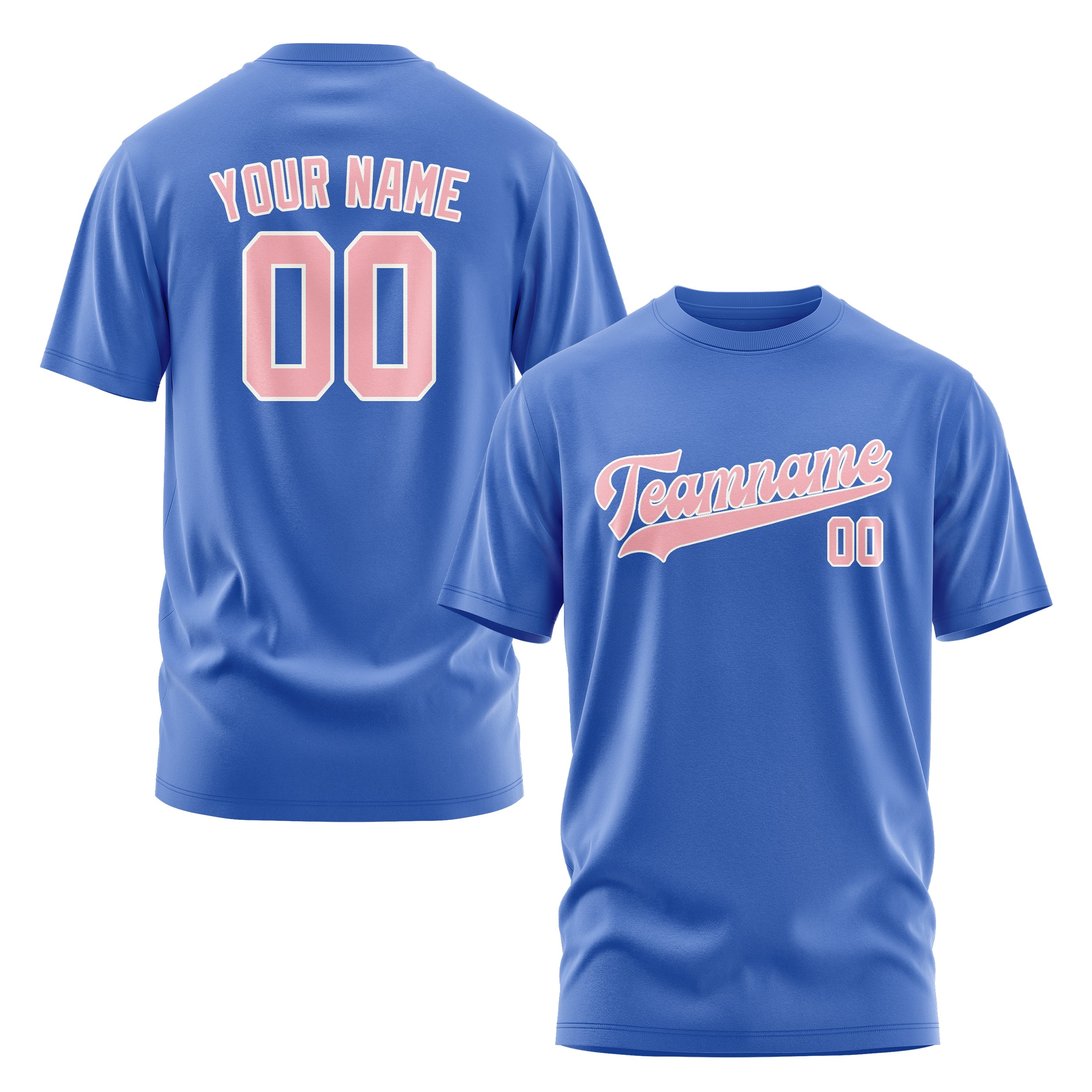 Maßgeschneidertes Himmelblau Rosa T-Shirt